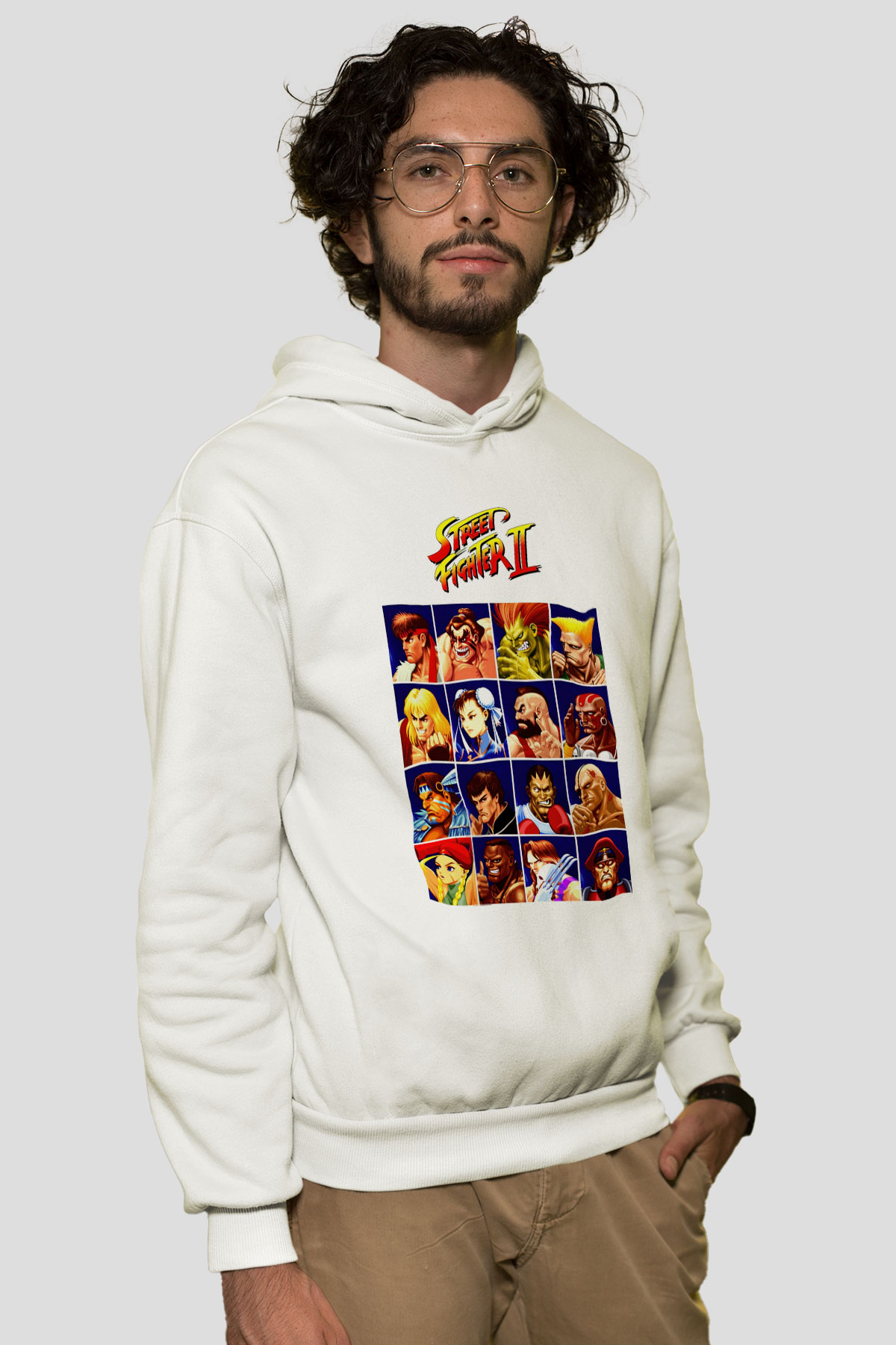 Street Fighter Beyaz Unisex Hoodie