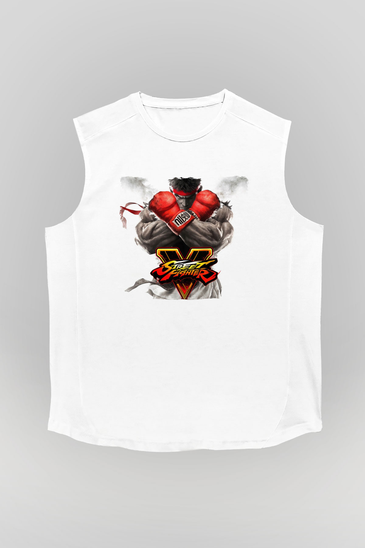 Street Fighter Beyaz Unisex Kolsuz Tişört