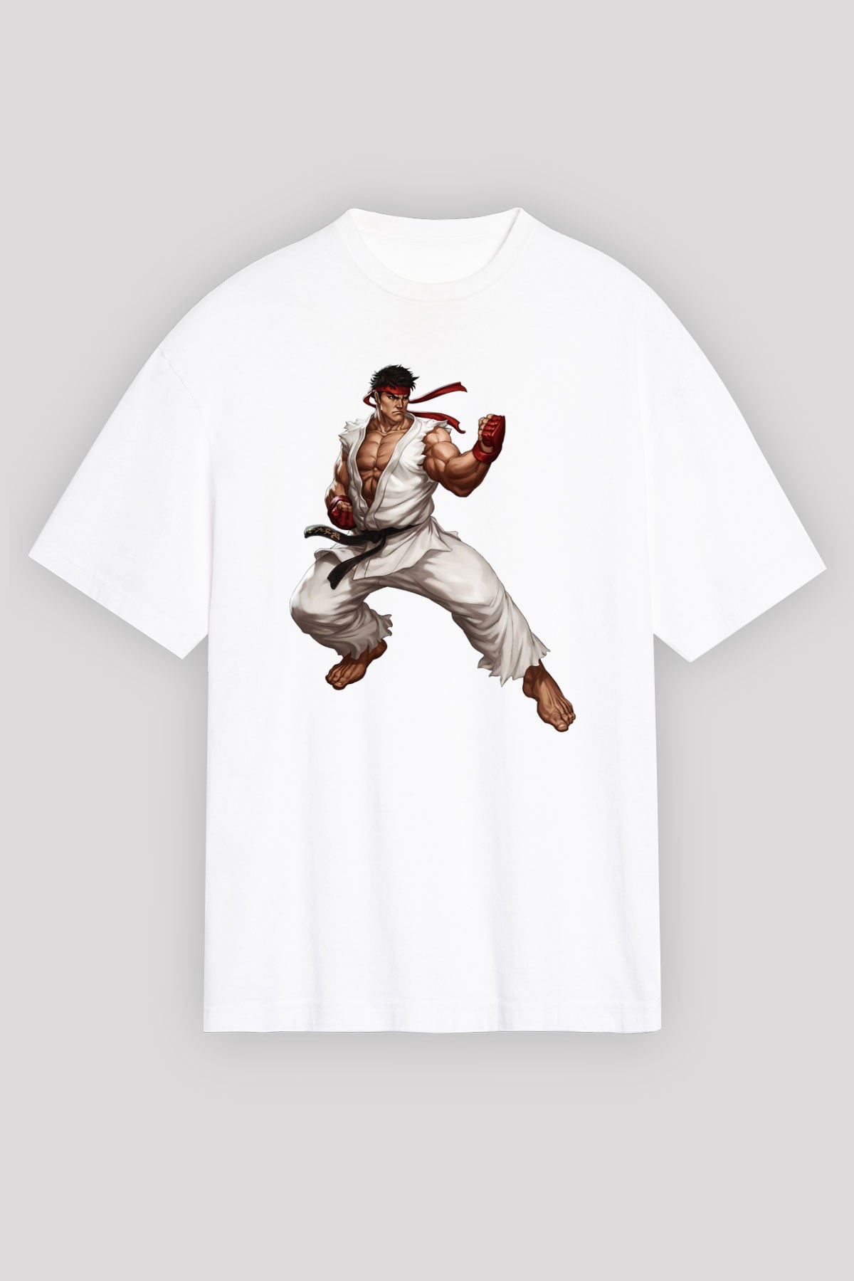 Street Fighter Beyaz Unisex Oversize Tişört T-Shirt
