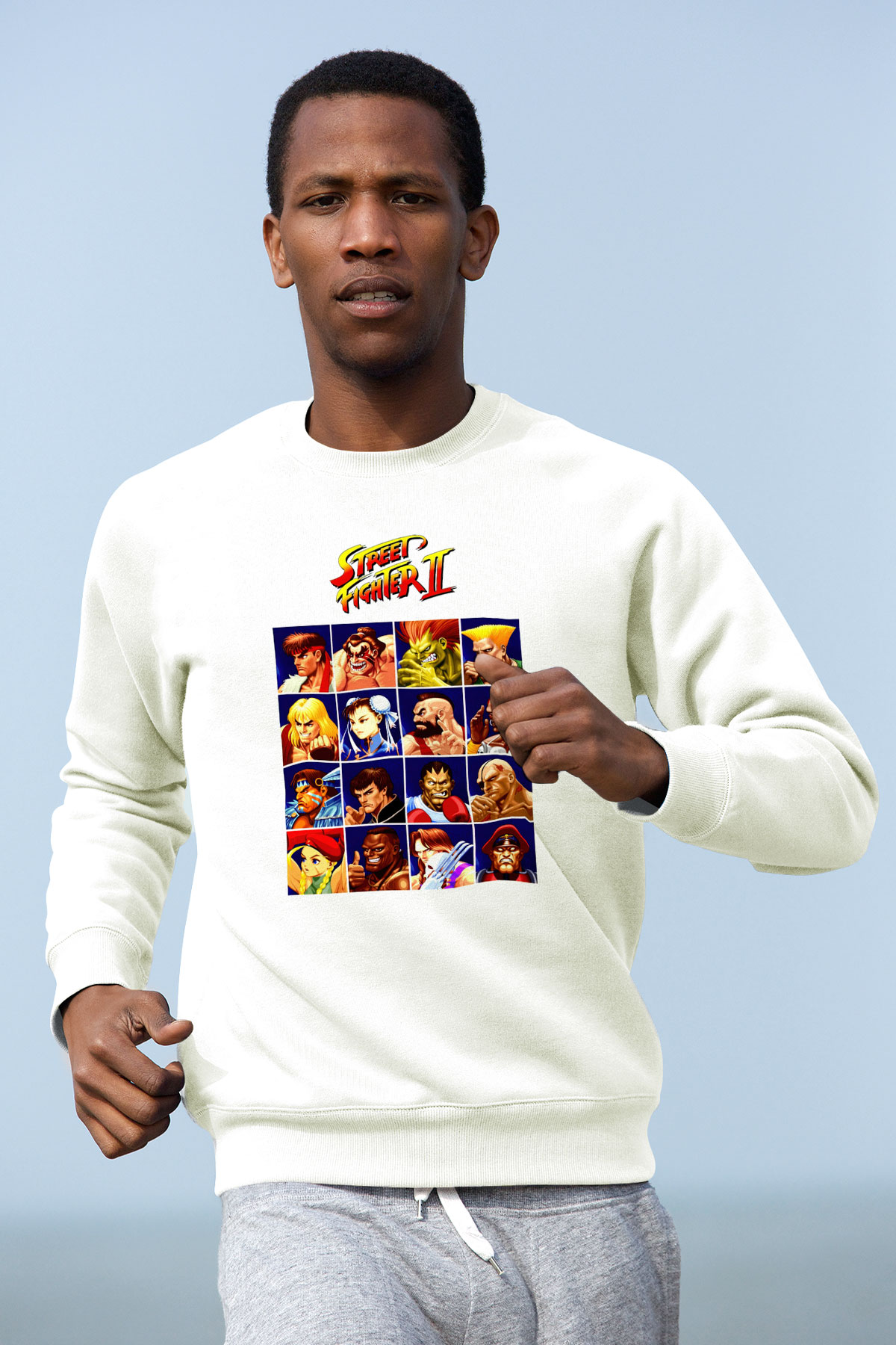 Street Fighter Beyaz Unisex  Sweatshirt