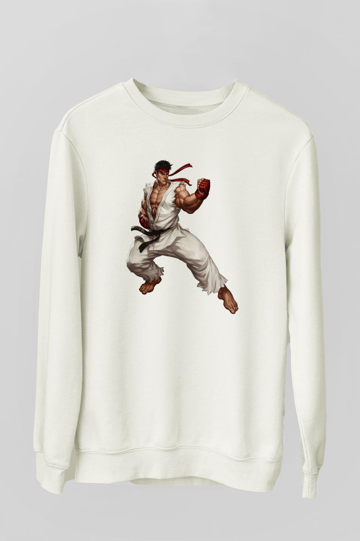 Street Fighter Beyaz Unisex Sweatshirt