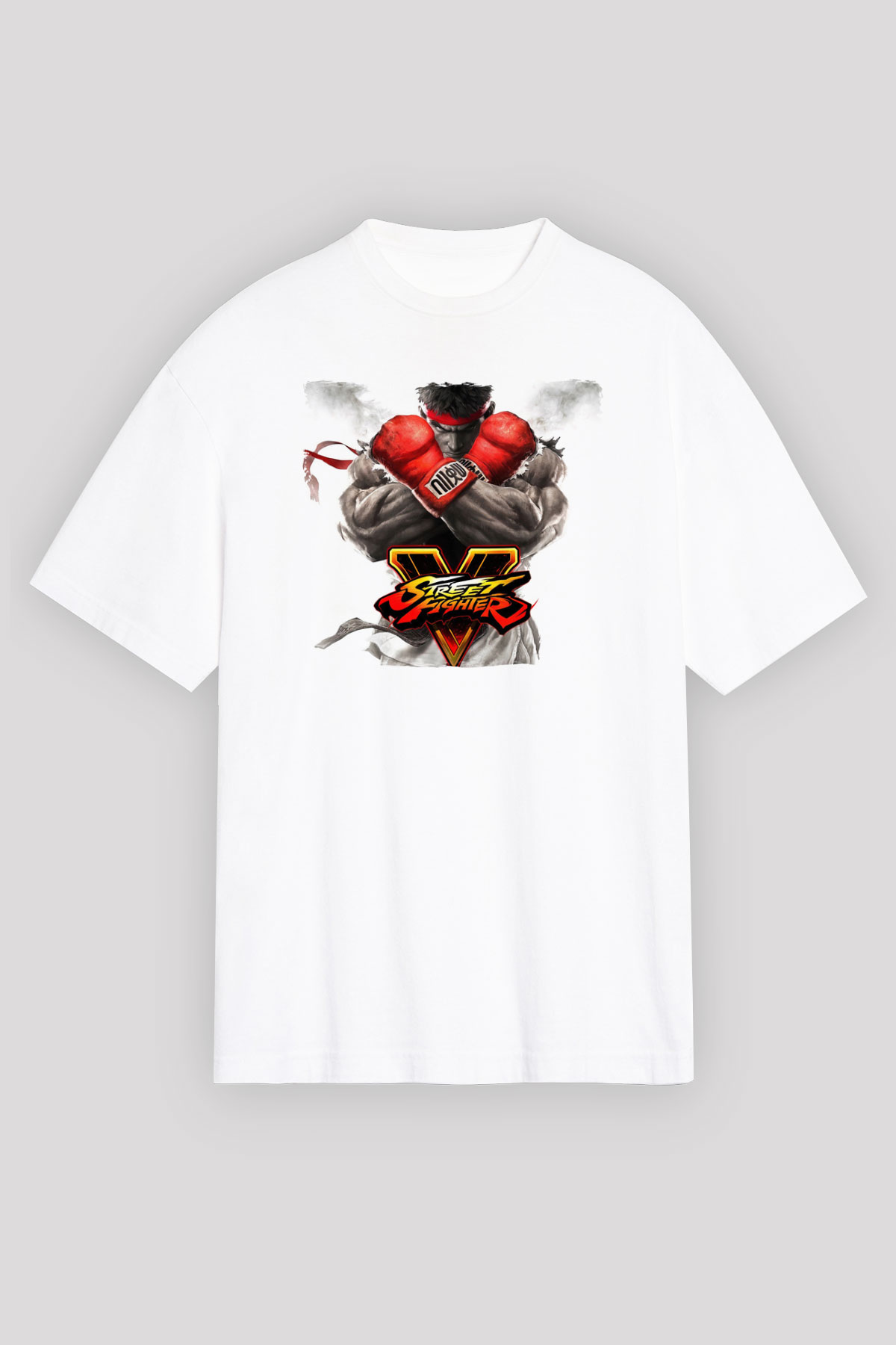 Street Fighter Beyaz Oversize Tişört Oversize T-shirt
