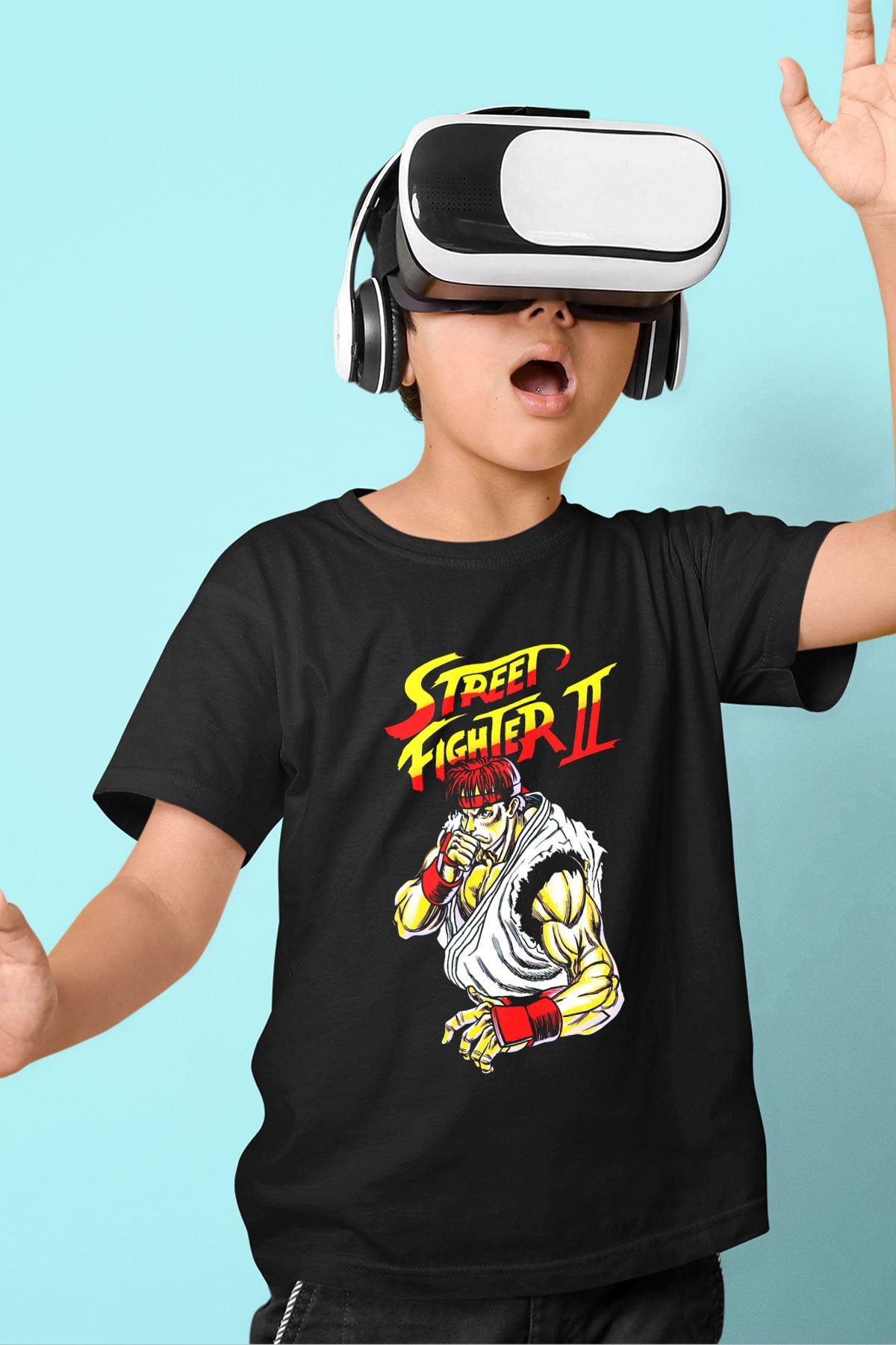 Street Fighter Siyah Unisex  Çocuk Tişört