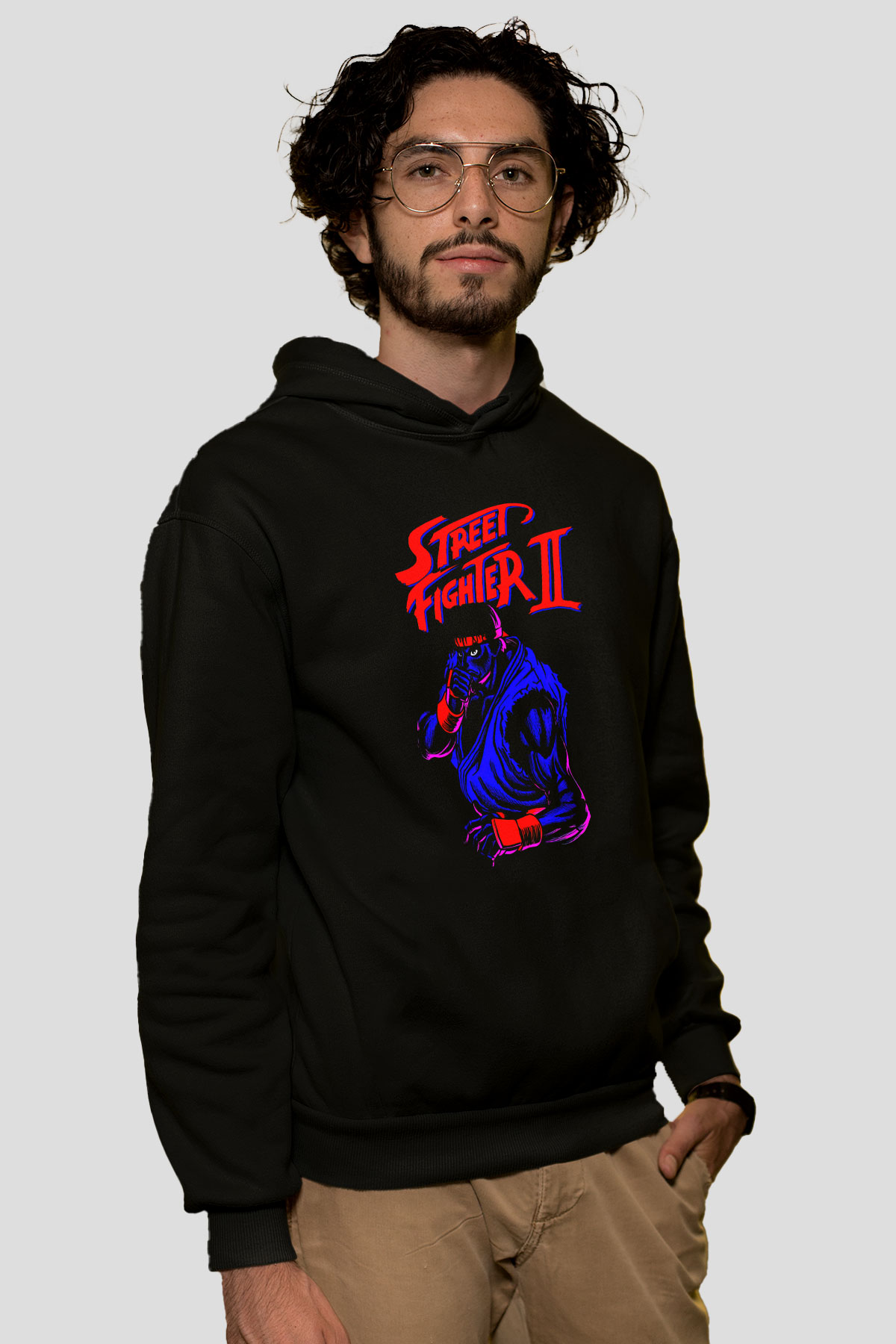 Street Fighter Siyah Unisex Hoodie
