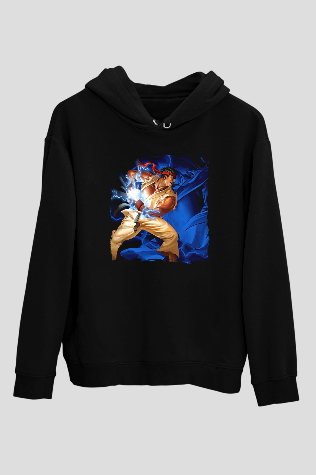 Street Fighter Siyah Unisex Hoodie