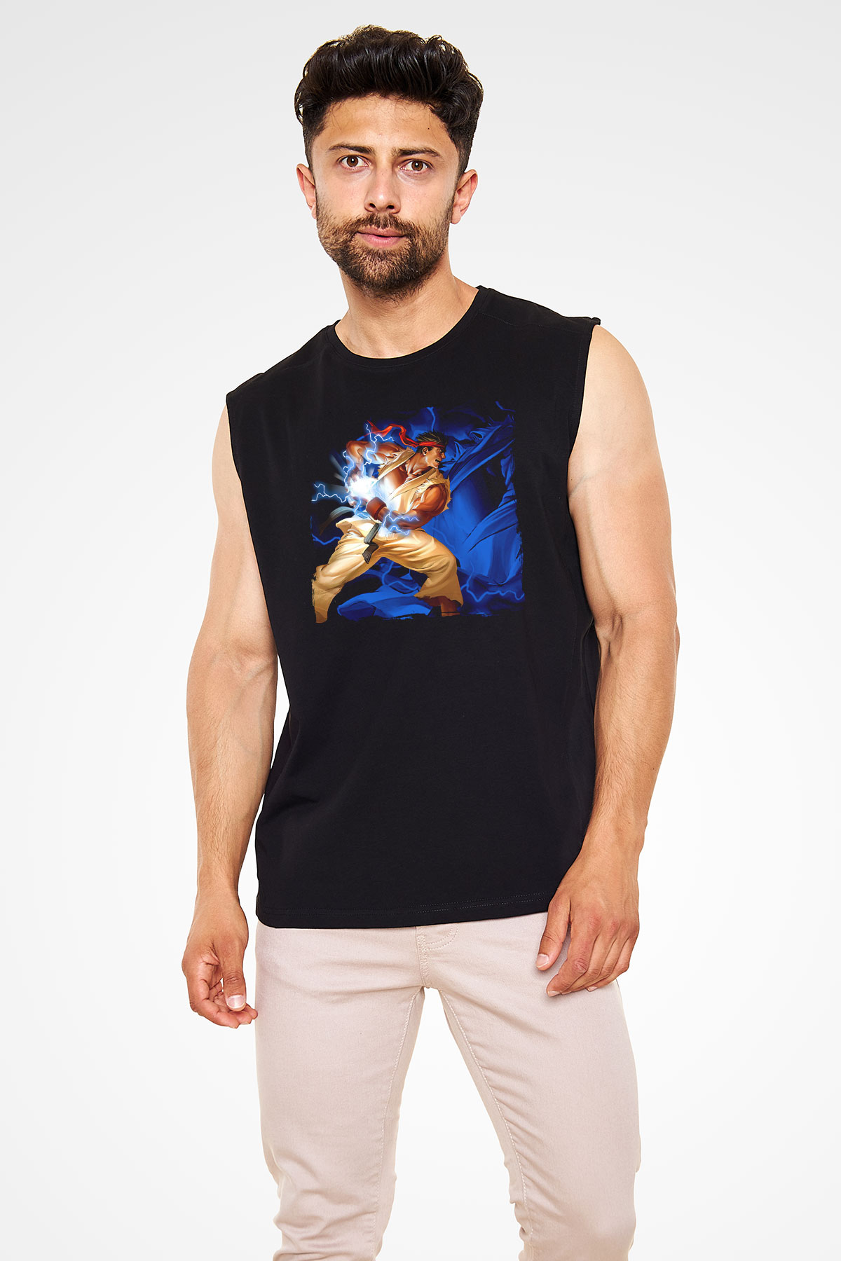 Street Fighter Siyah Unisex Kolsuz Tişört