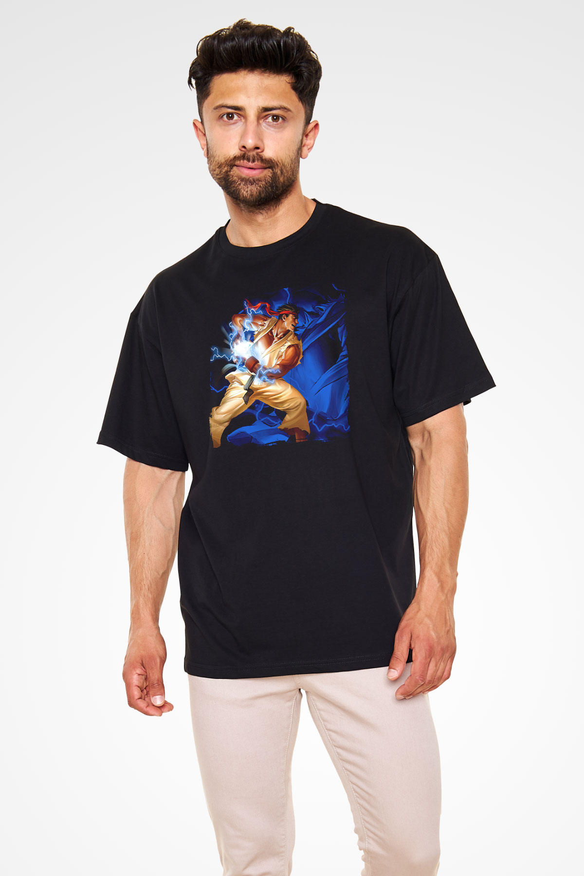 Street Fighter Siyah Oversize Tişört Oversize T-shirt
