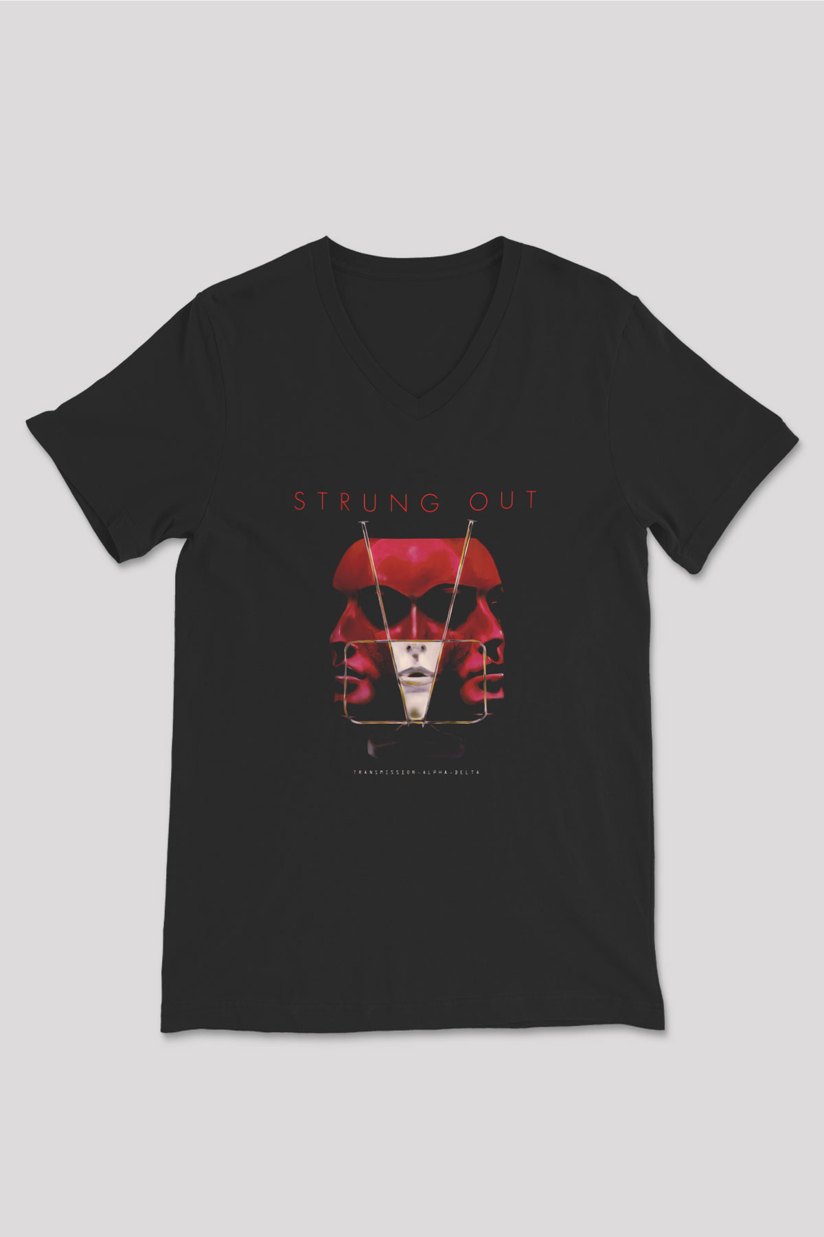 Strung Out Siyah Unisex-Fabrikası V Yaka Tişört