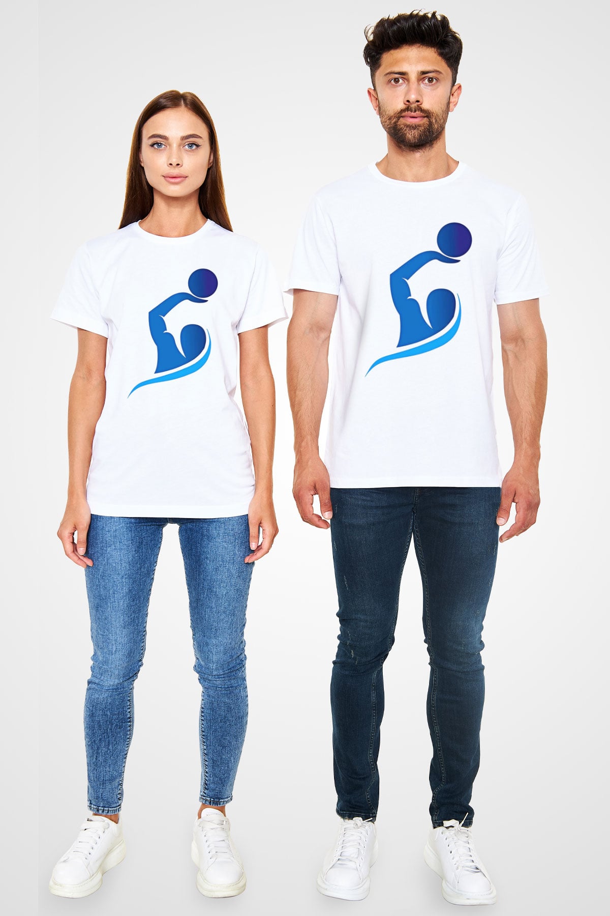 Su Topu Baskılı Unisex Beyaz Tişört - Tshirt