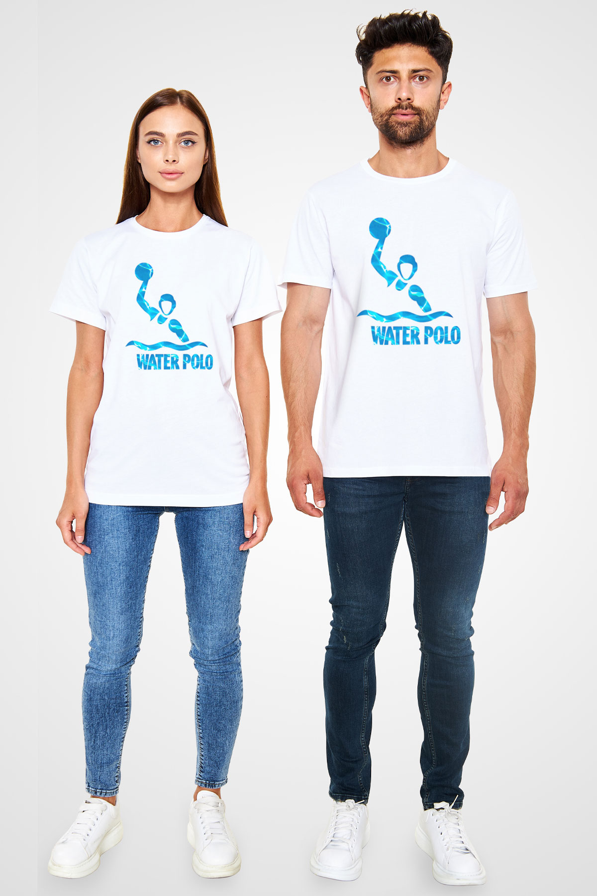 Su Topu Baskılı Unisex Beyaz Tişört - Tshirt