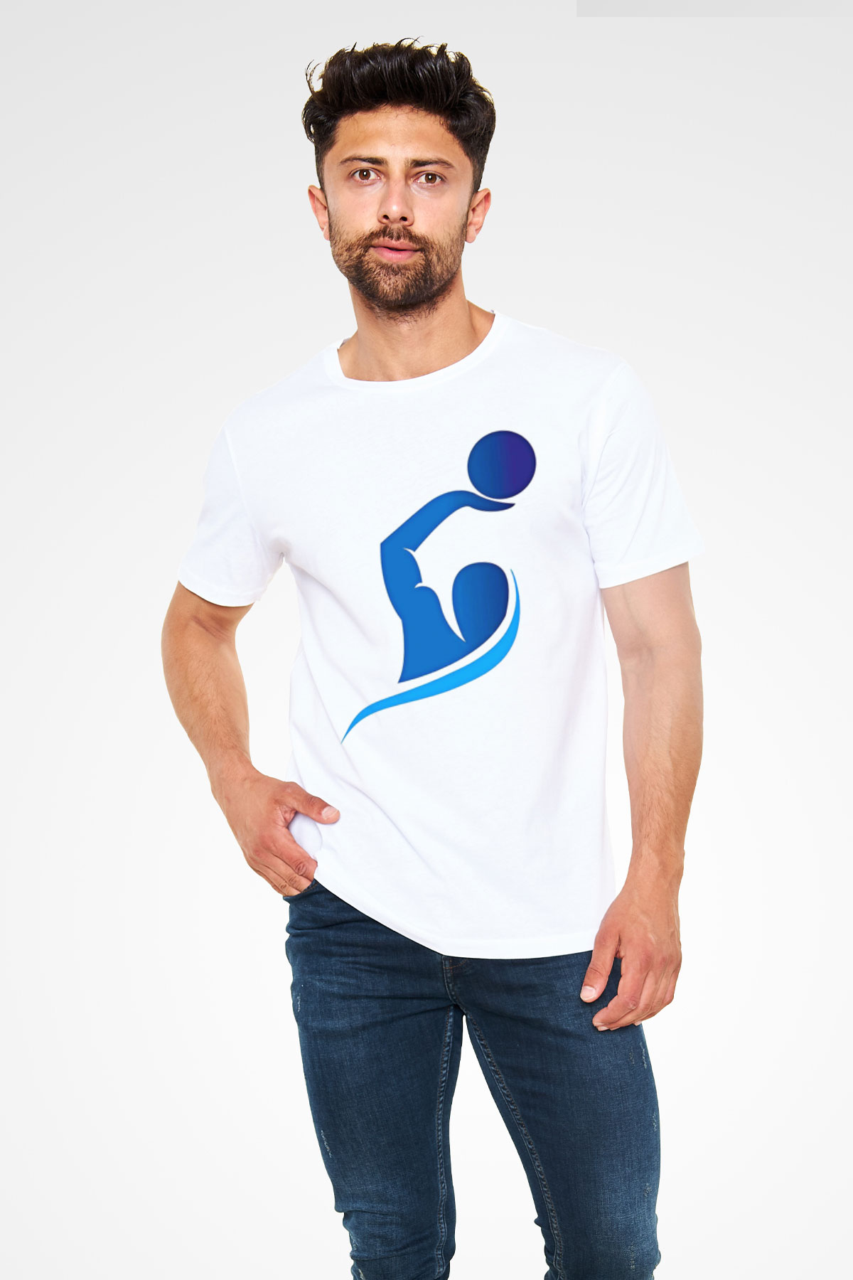 Su Topu Baskılı Unisex Beyaz Tişört - Tshirt