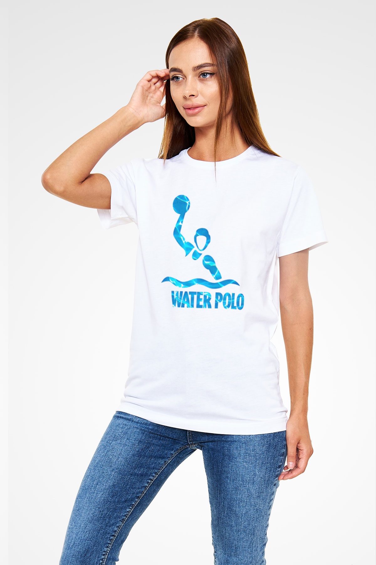 Su Topu Baskılı Unisex Beyaz Tişört - Tshirt