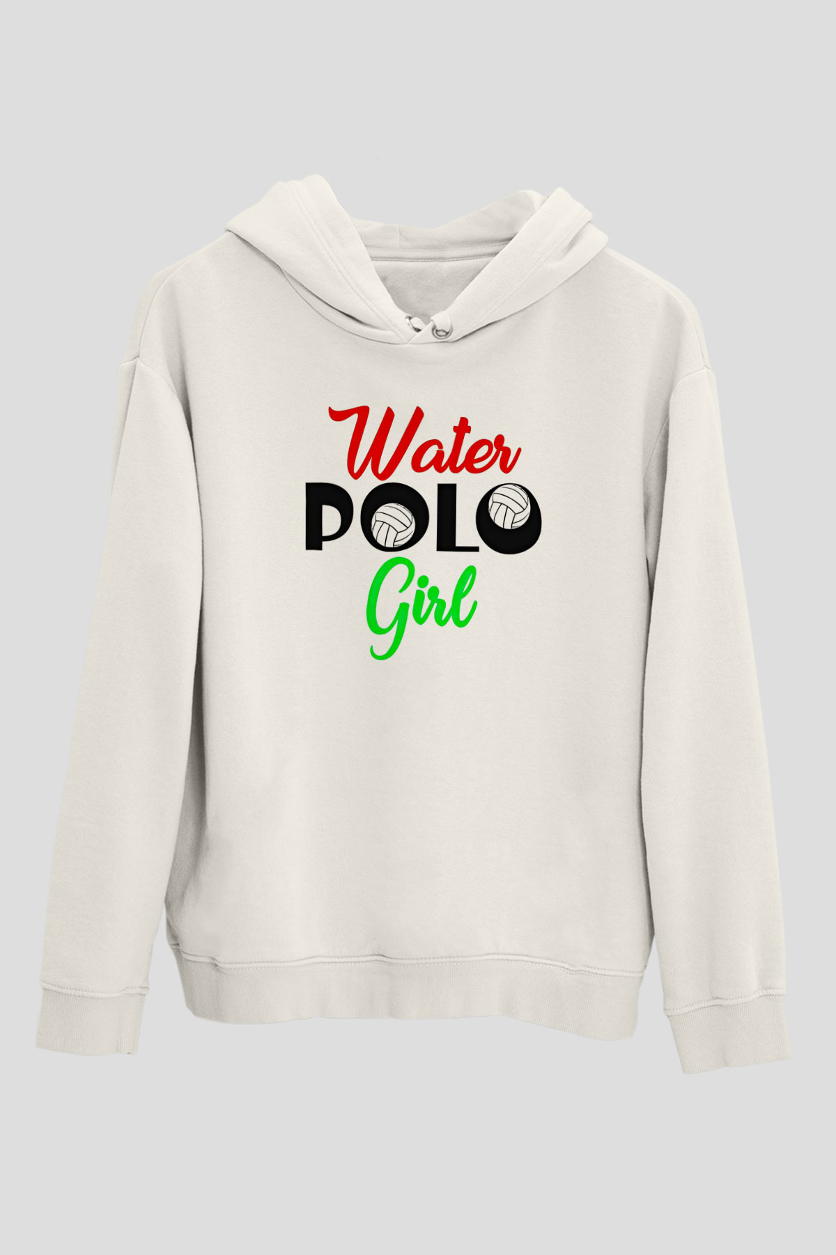 Su Topu Baskılı Unisex Ekru Hoodie