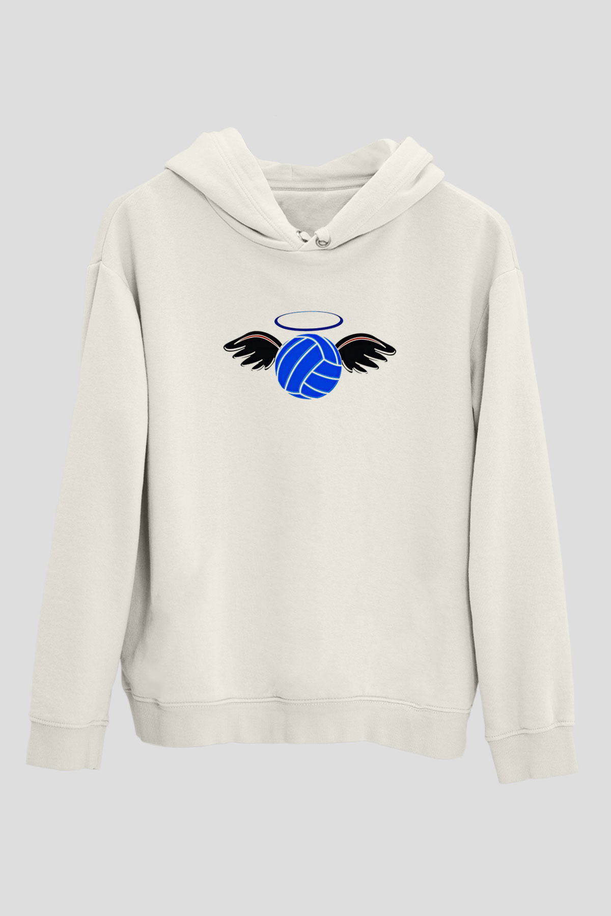 Su Topu Baskılı Unisex Ekru Hoodie