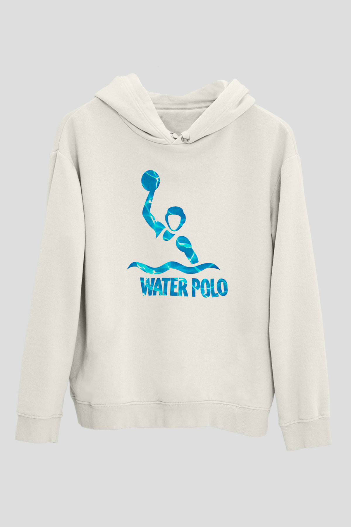 Su Topu Baskılı Unisex Ekru Hoodie