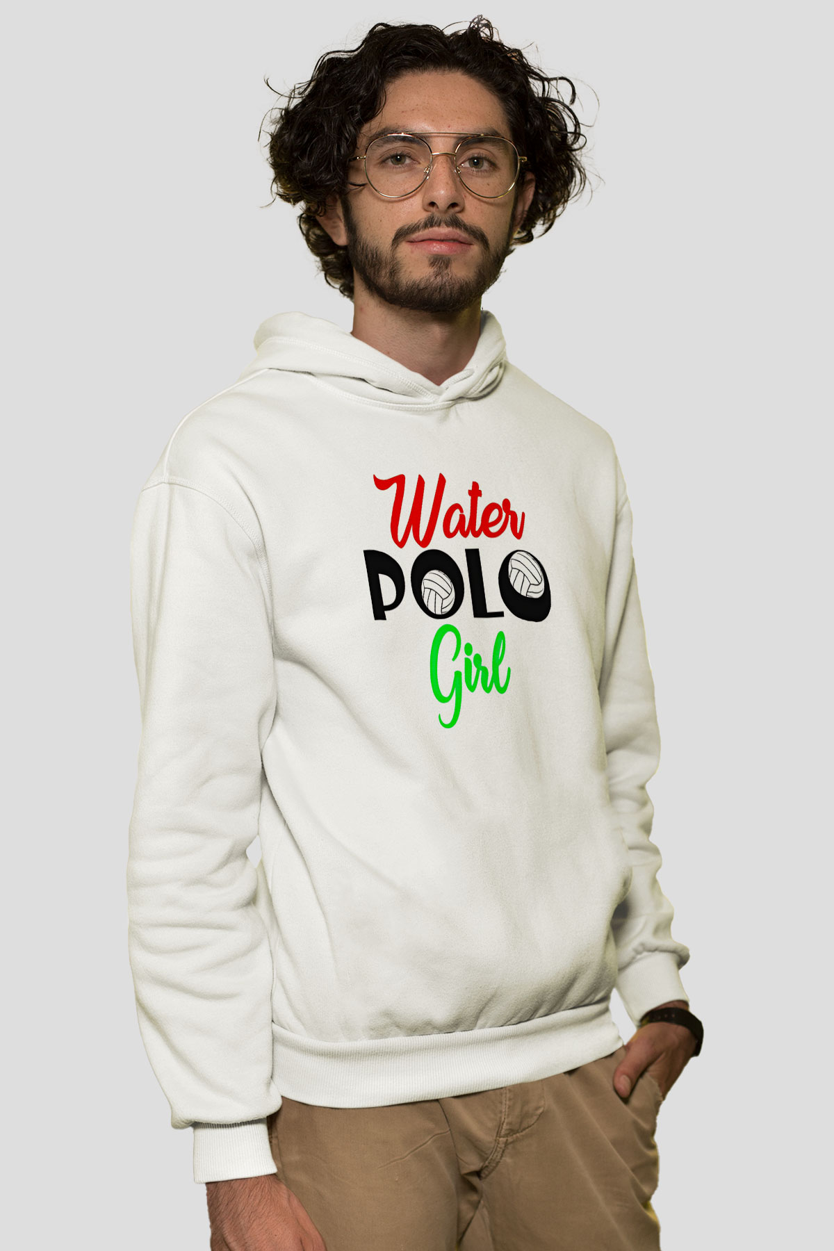Su Topu Baskılı Unisex Ekru Hoodie