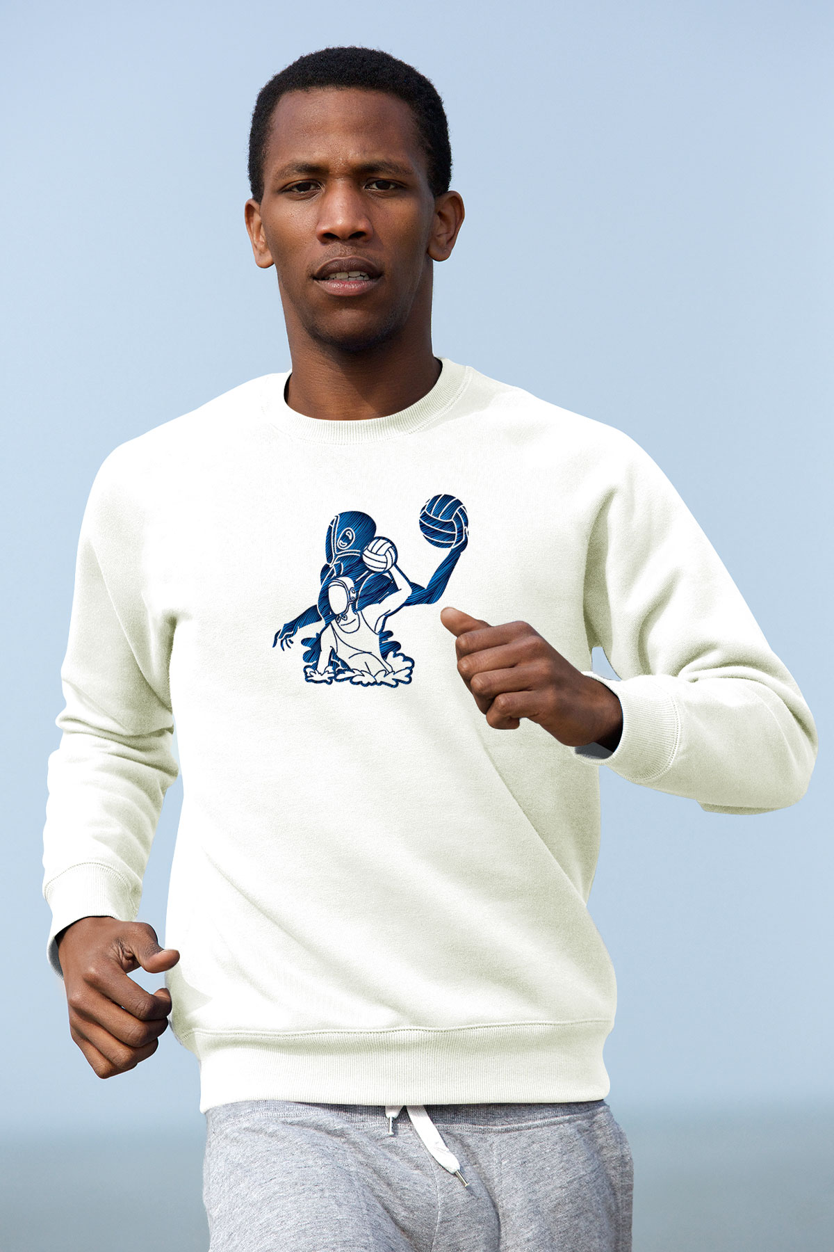 Su Topu Baskılı Unisex Ekru Sweatshirt