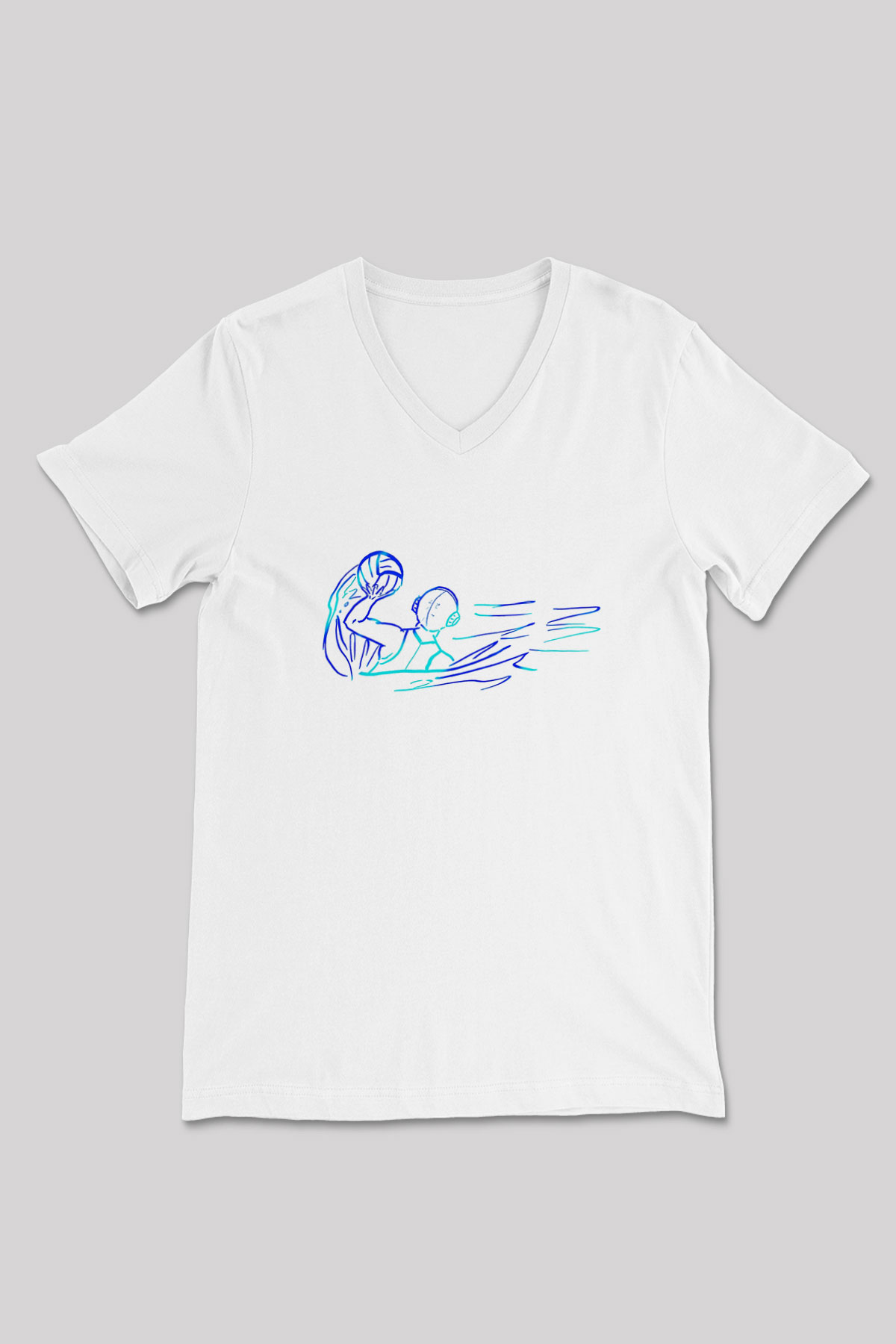Su Topu Baskılı Unisex V Yaka Tişört - Tshirt