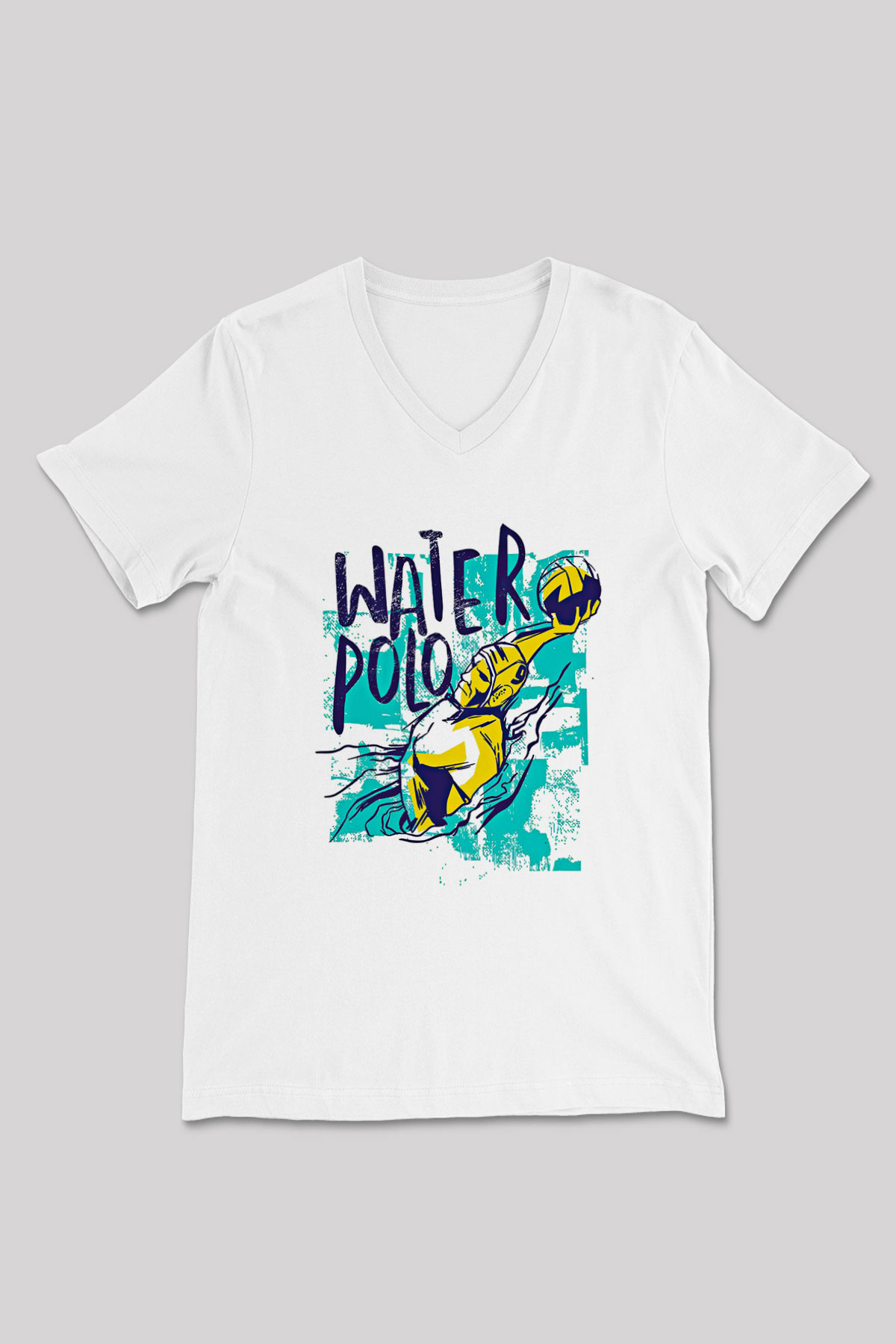 Su Topu Baskılı Unisex V Yaka Tişört - Tshirt