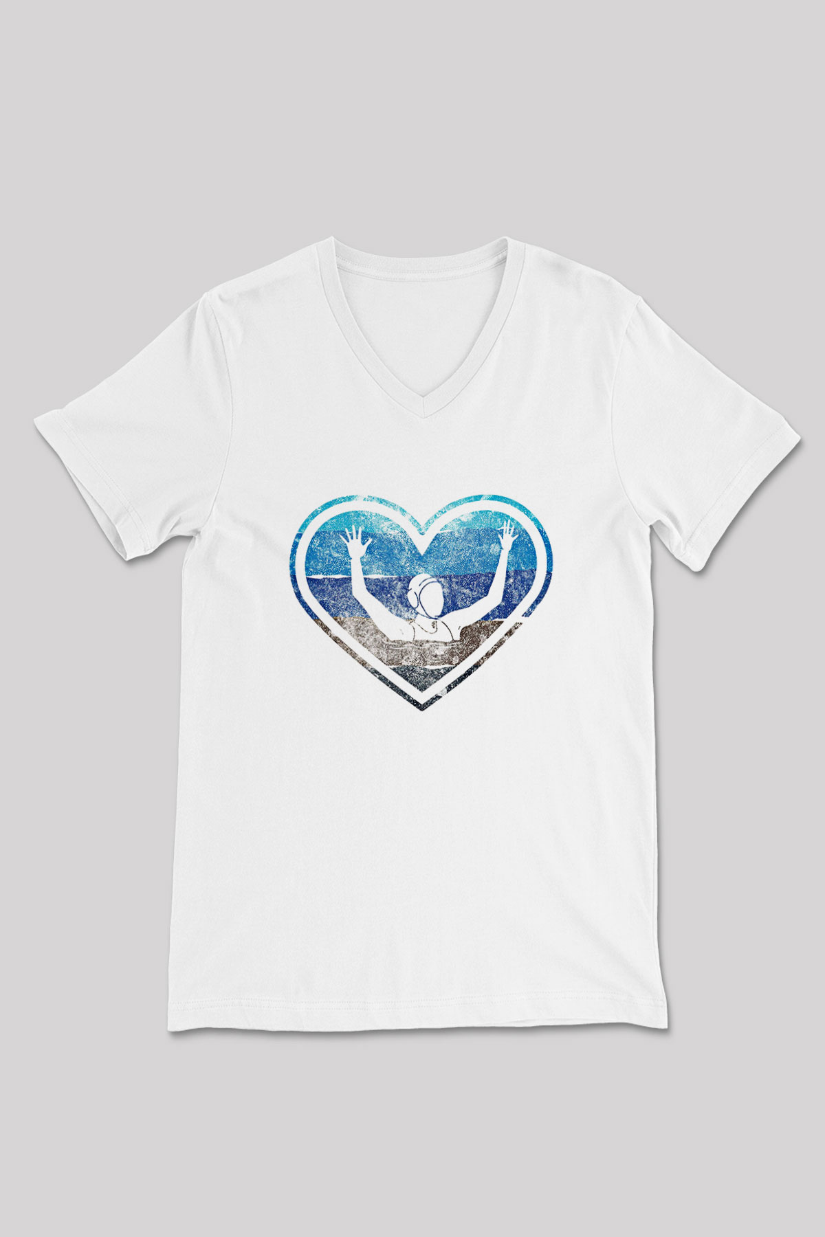 Su Topu Baskılı Unisex V Yaka Tişört - Tshirt