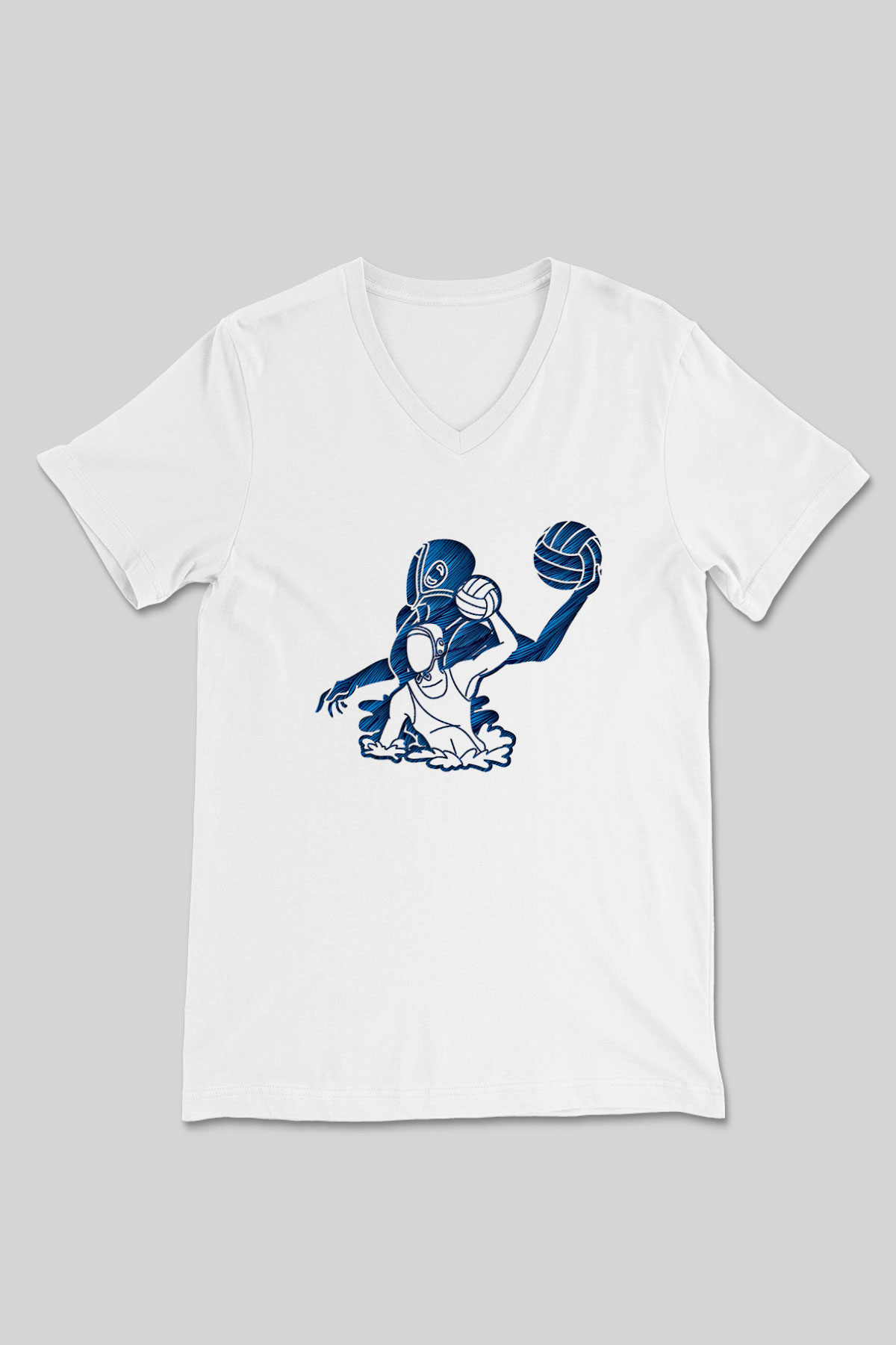 Su Topu Baskılı Unisex V Yaka Tişört - Tshirt