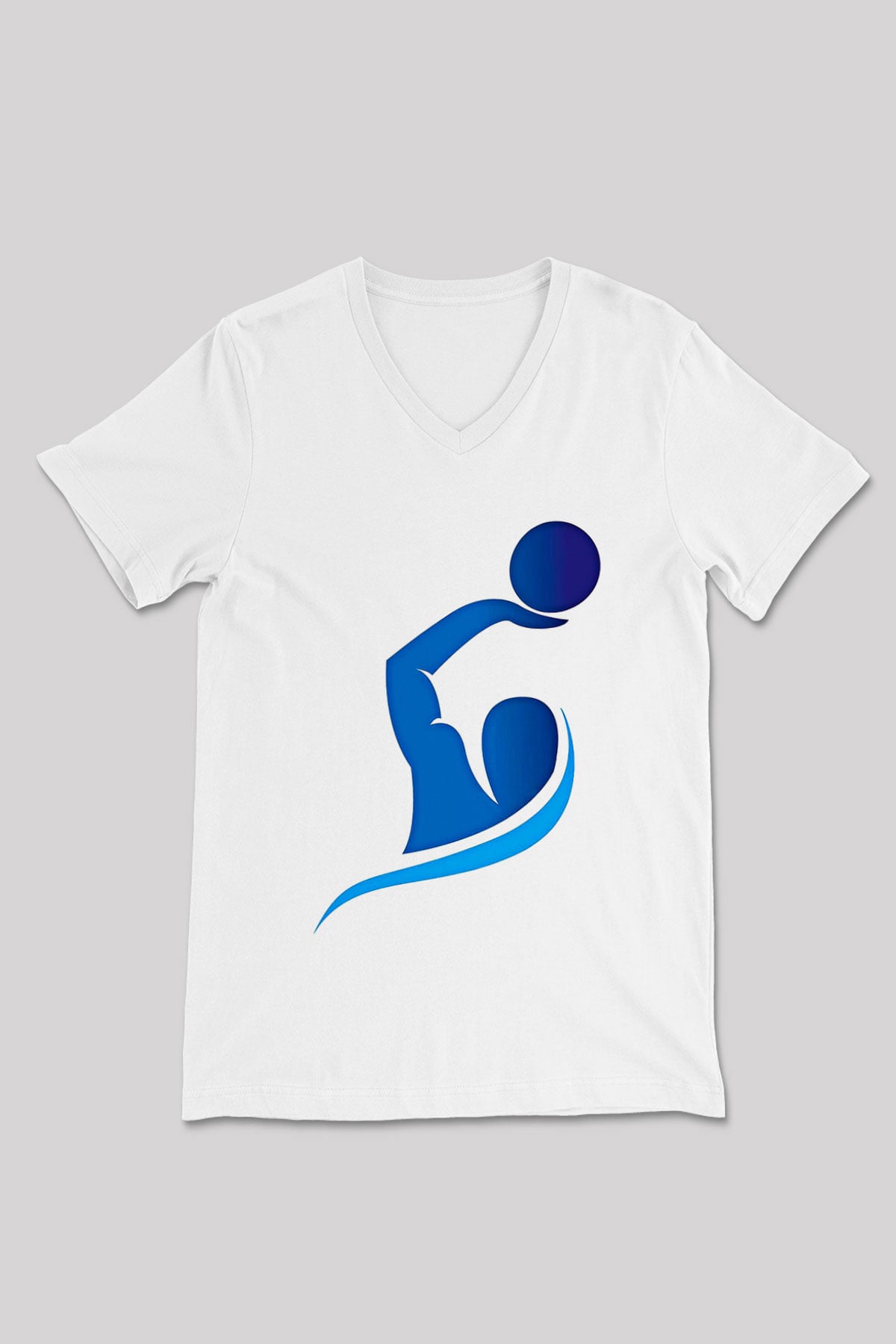 Su Topu Baskılı Unisex V Yaka Tişört - Tshirt