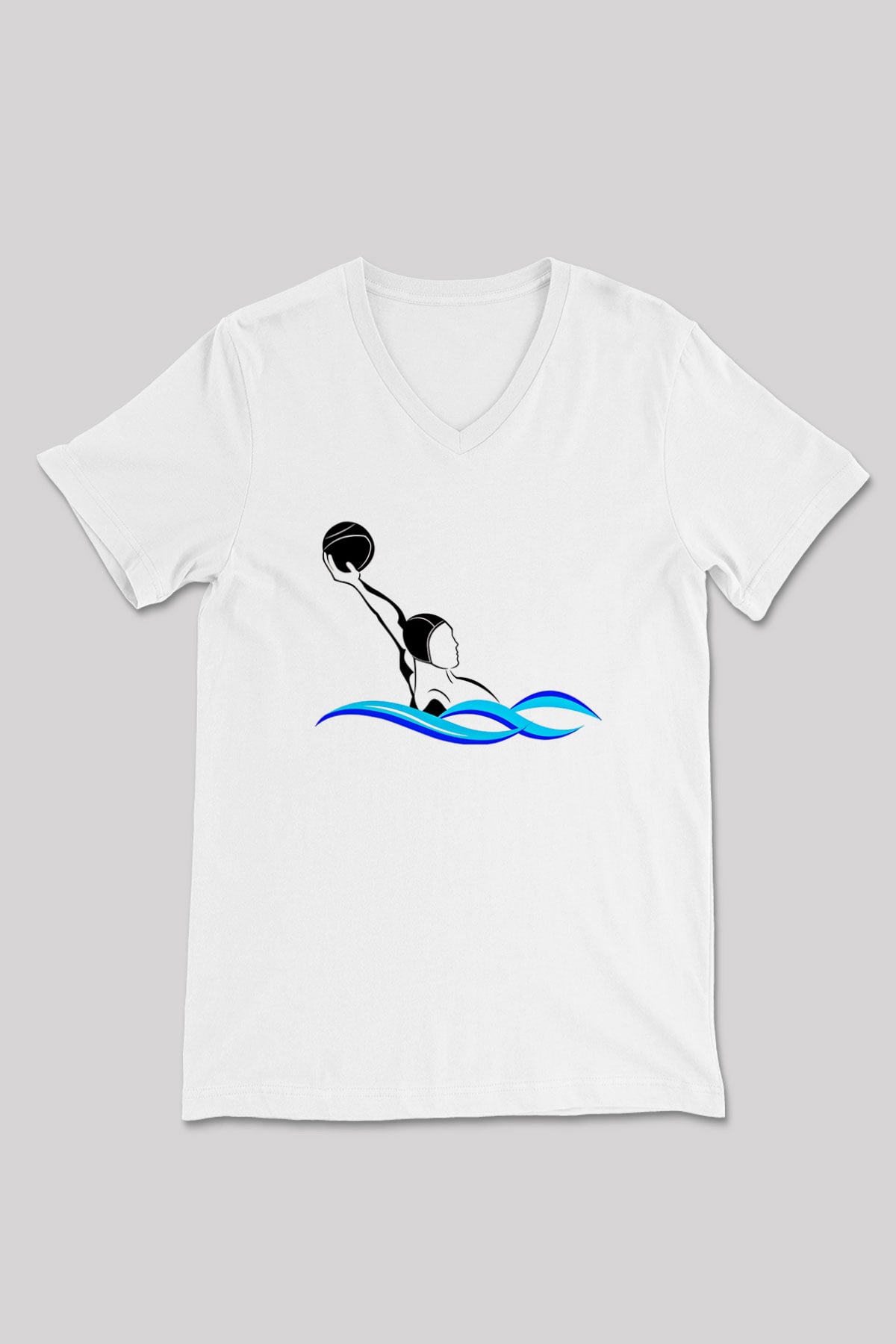 Su Topu Baskılı Unisex V Yaka Tişört - Tshirt