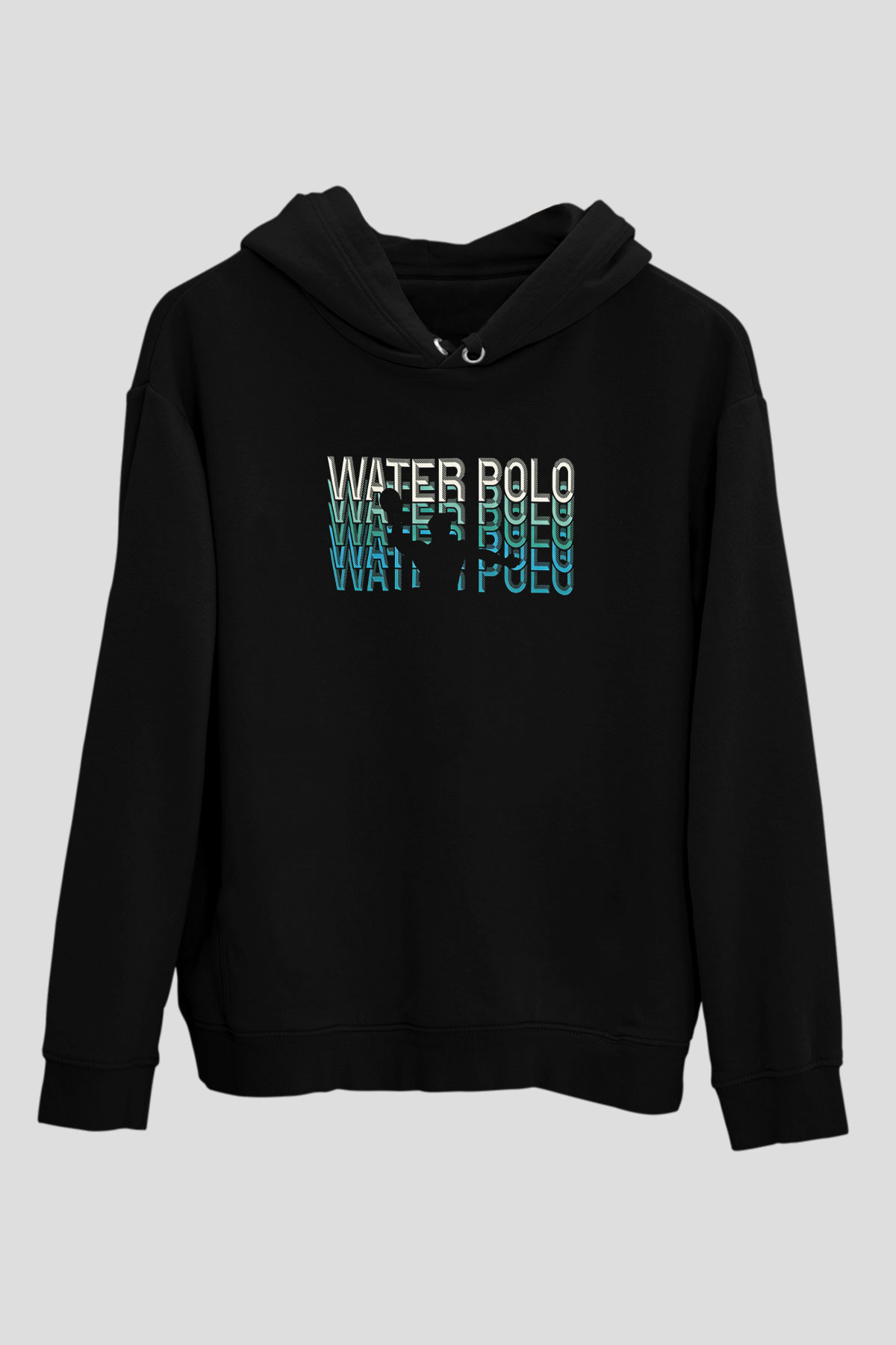 Su Topu - Water Polo Baskılı Unisex Siyah Kapüşonlu Sweatshirt
