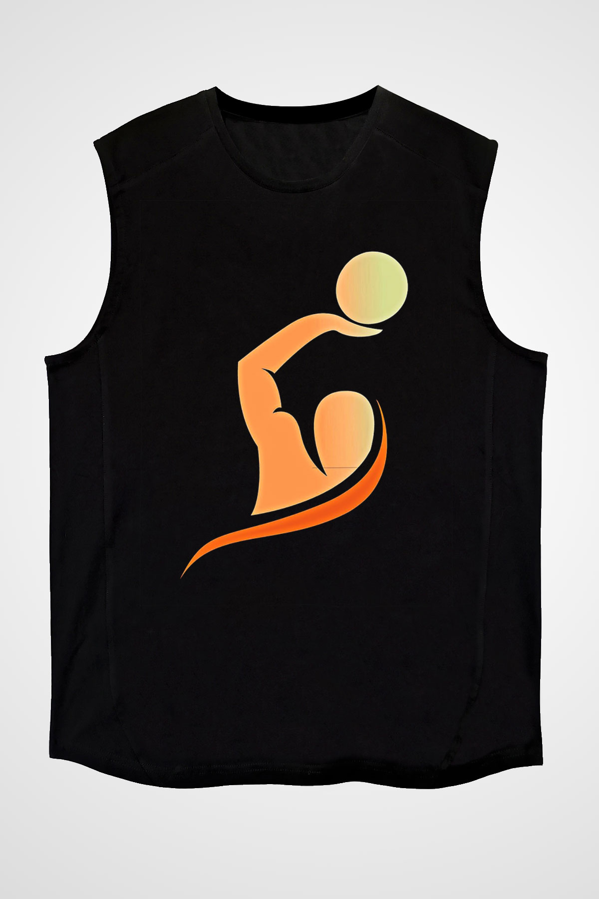 Su Topu - Water Polo Baskılı Unisex Siyah Kolsuz Tişört