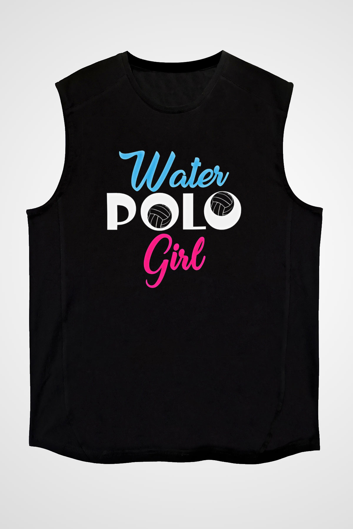 Su Topu - Water Polo Baskılı Unisex Siyah Kolsuz Tişört