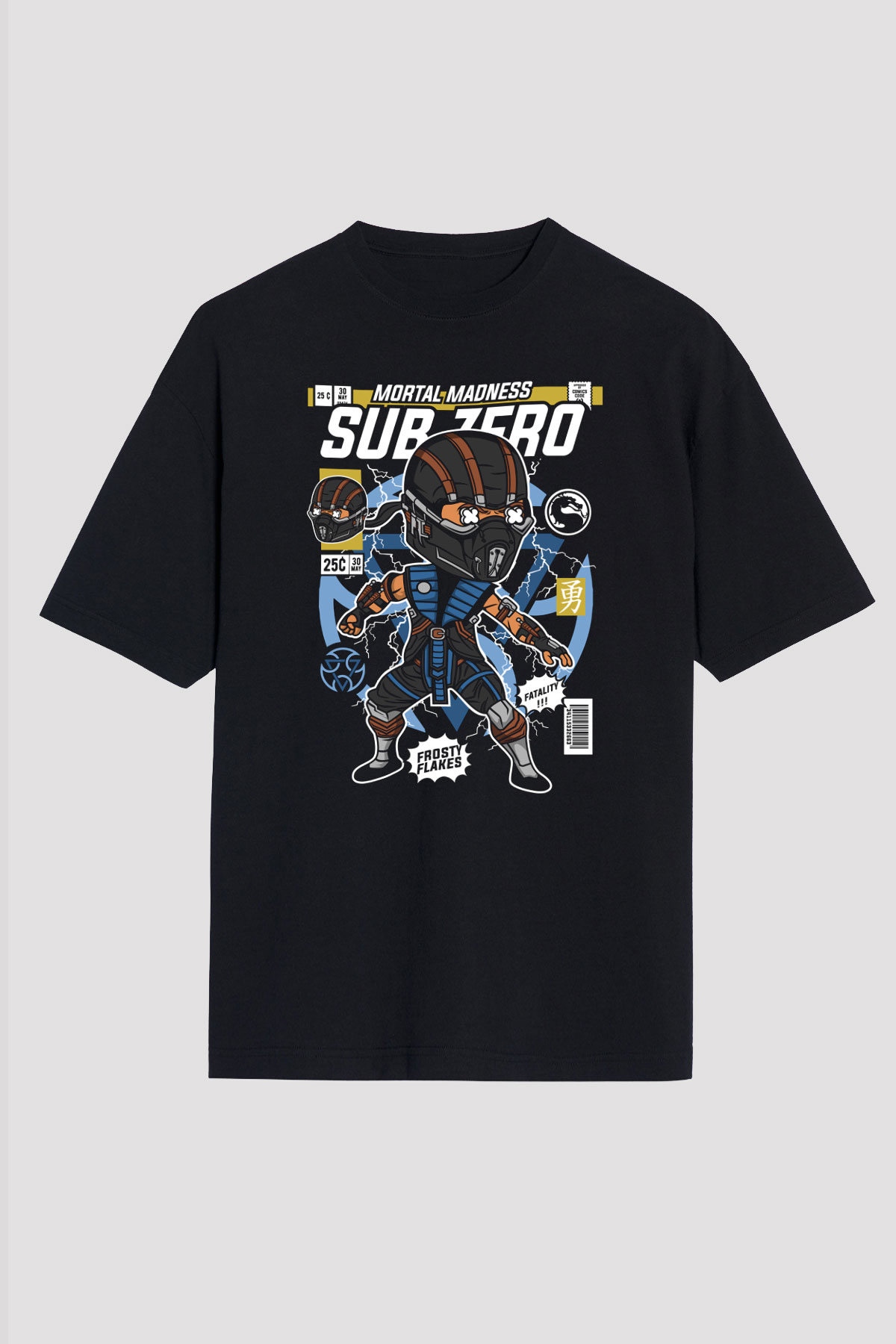 Subzero Baskılı Unisex Siyah Oversize Tişört