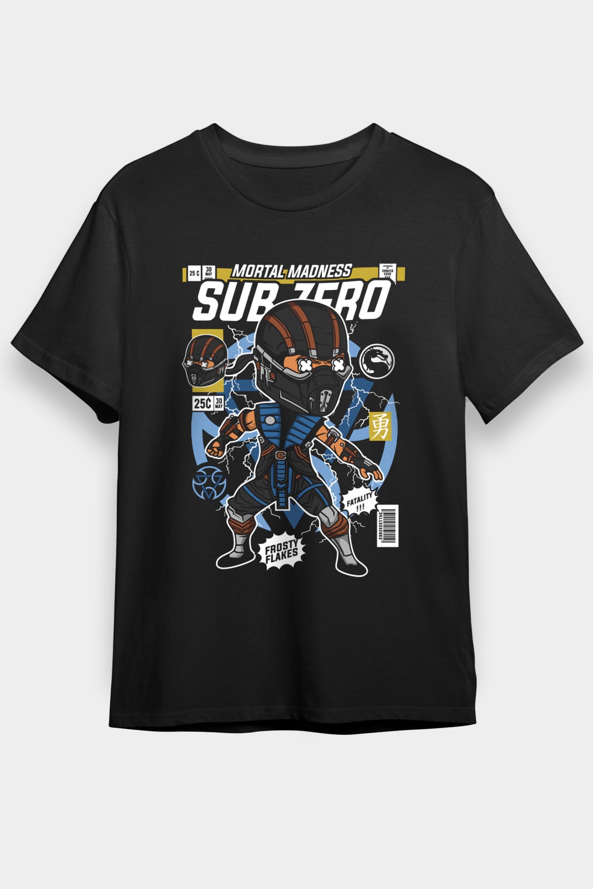 Subzero Baskılı Unisex Siyah Tişört