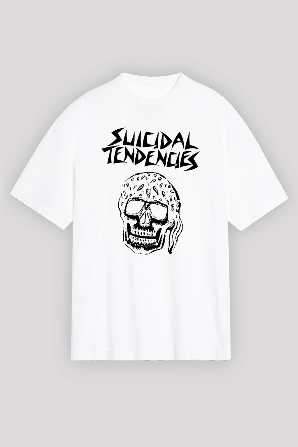 Suicidal Tendencies Beyaz Unisex Oversize Tişört T-Shirt - Oversize Tişört Fabrikası