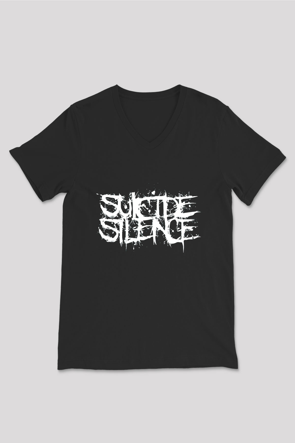 Suicide Silence Siyah Unisex V Yaka Tişört T-Shirt