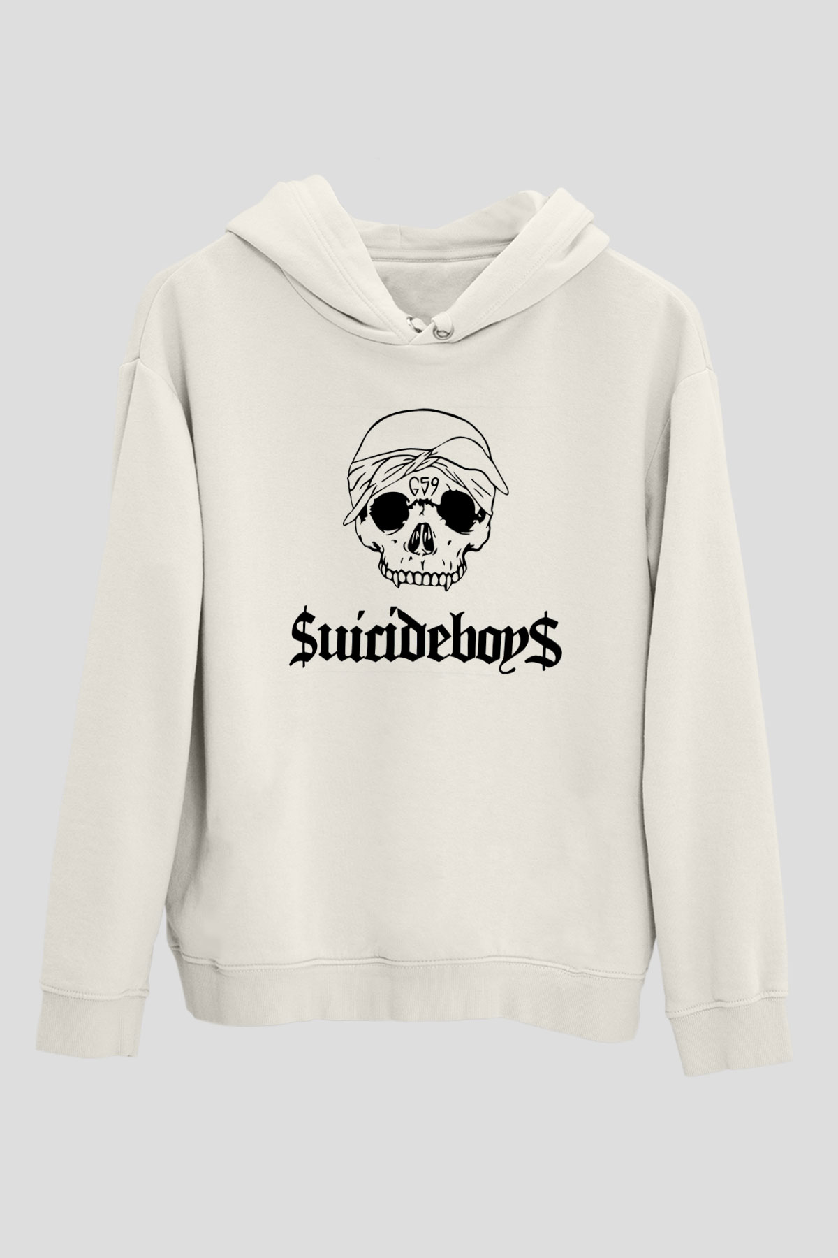 Suicideboys - $uicideboy$ Baskılı Beyaz Unisex Kapüşonlu Sweatshirt