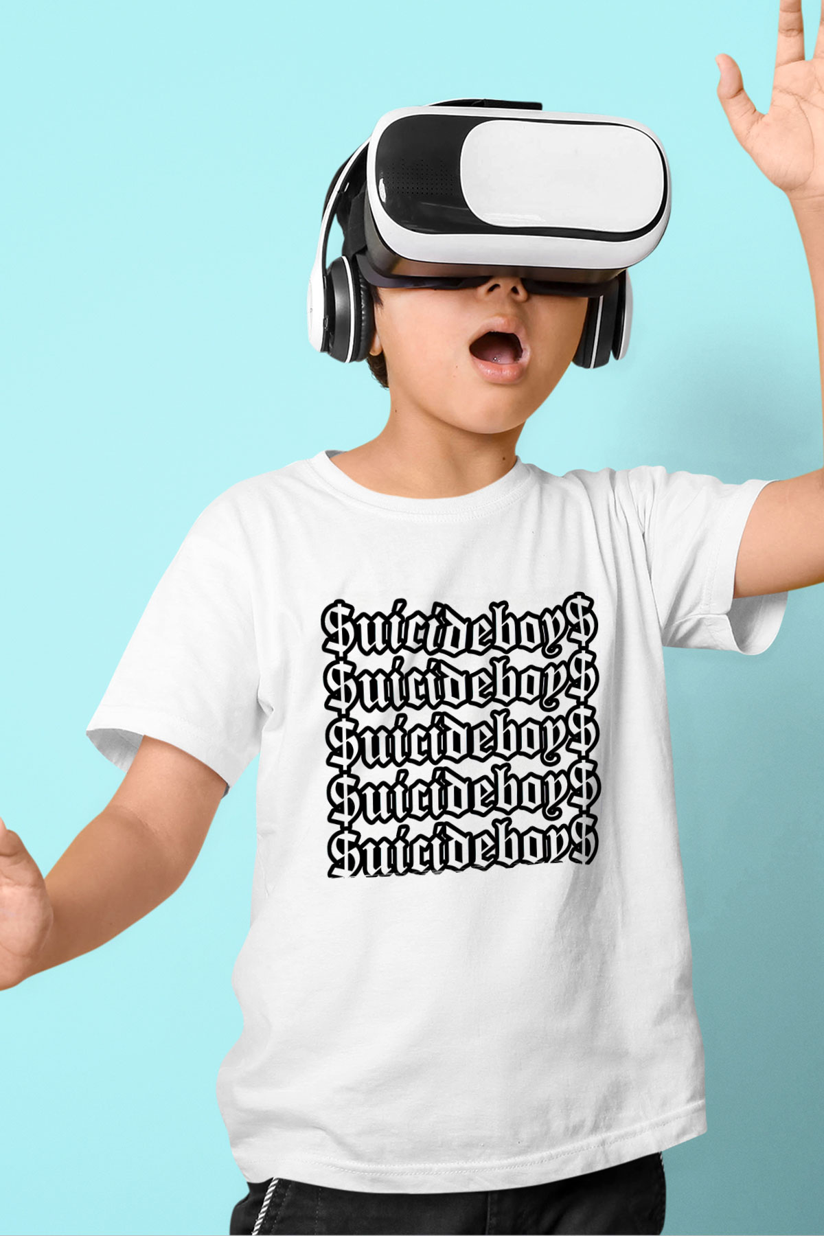 Suicideboys - $uicideboy$ Baskılı Beyaz Unisex Beyaz Çocuk Tişört - Tshirt