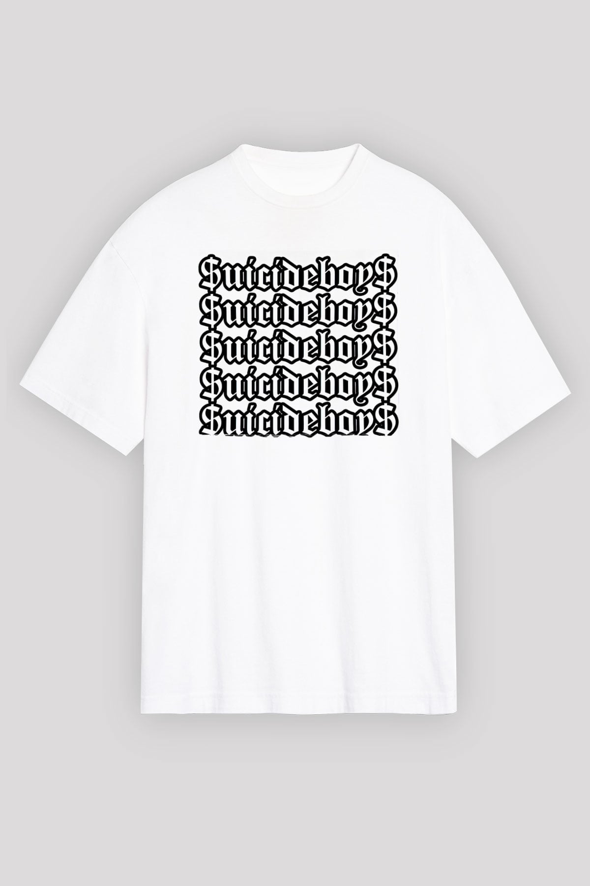Suicideboys - $uicideboy$ Baskılı Beyaz Unisex Oversize Tişört - Tshirt