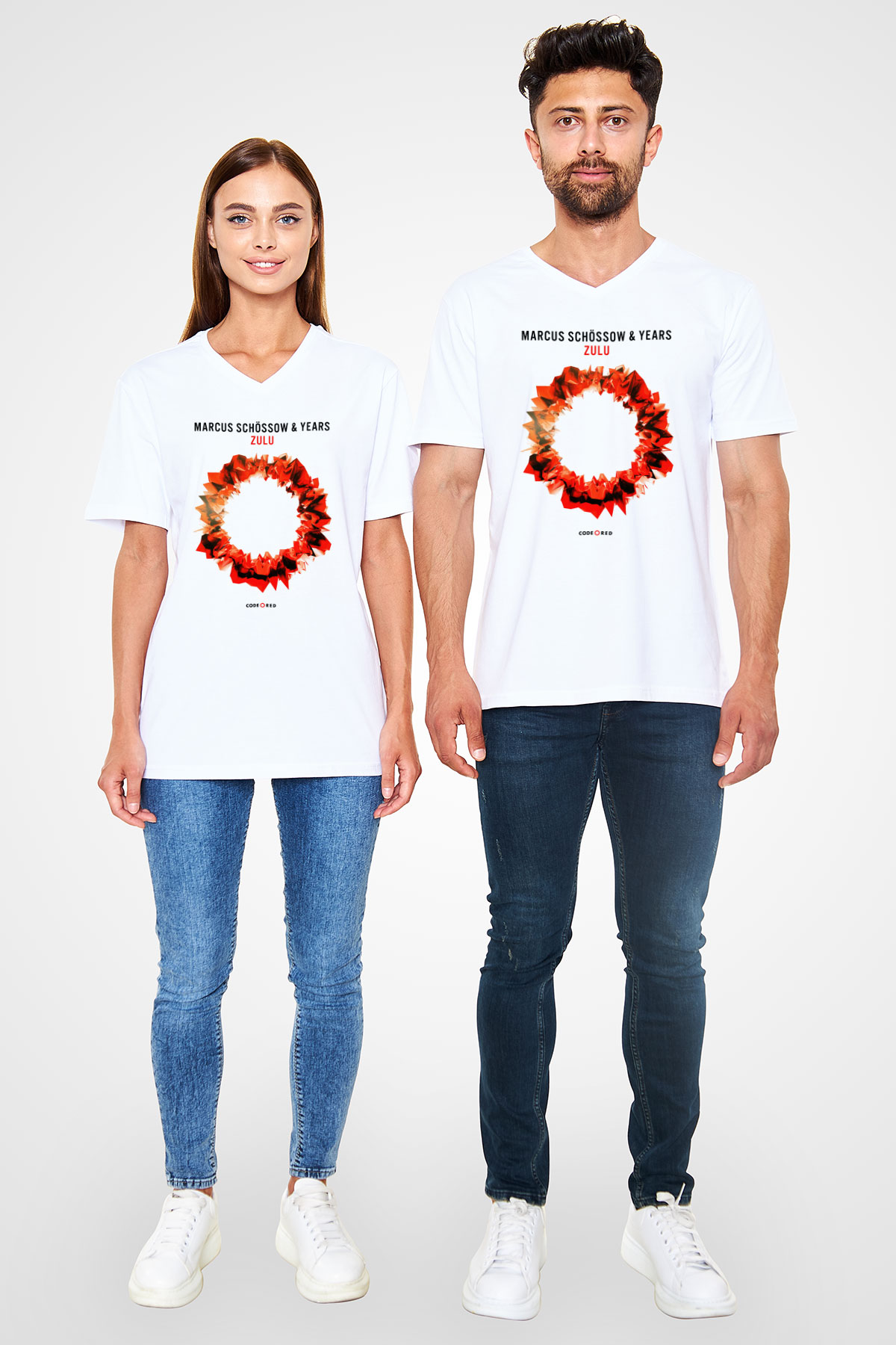 Sultan & Ned Shepard Beyaz Unisex V Yaka Tişört T-Shirt