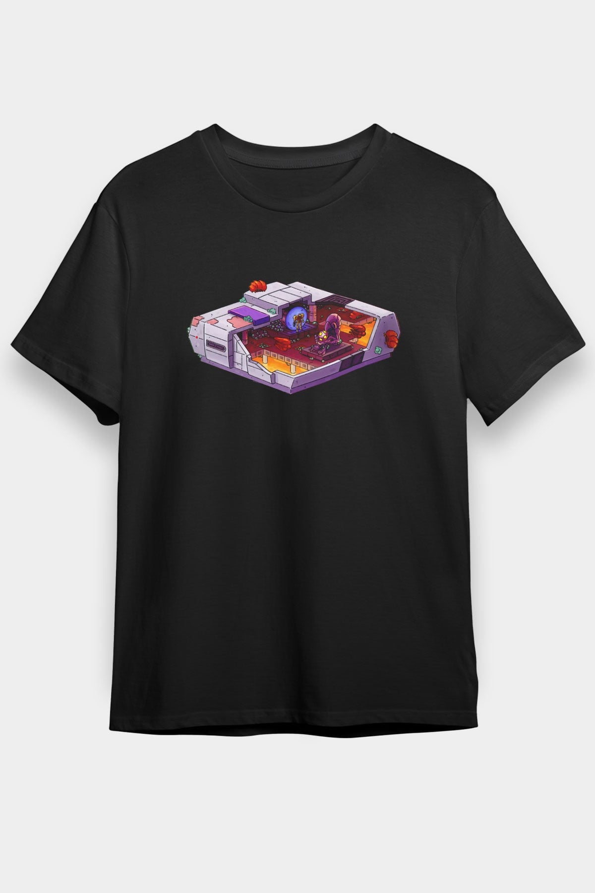Super Metroid Cartridge Art Siyah Unisex Tişört