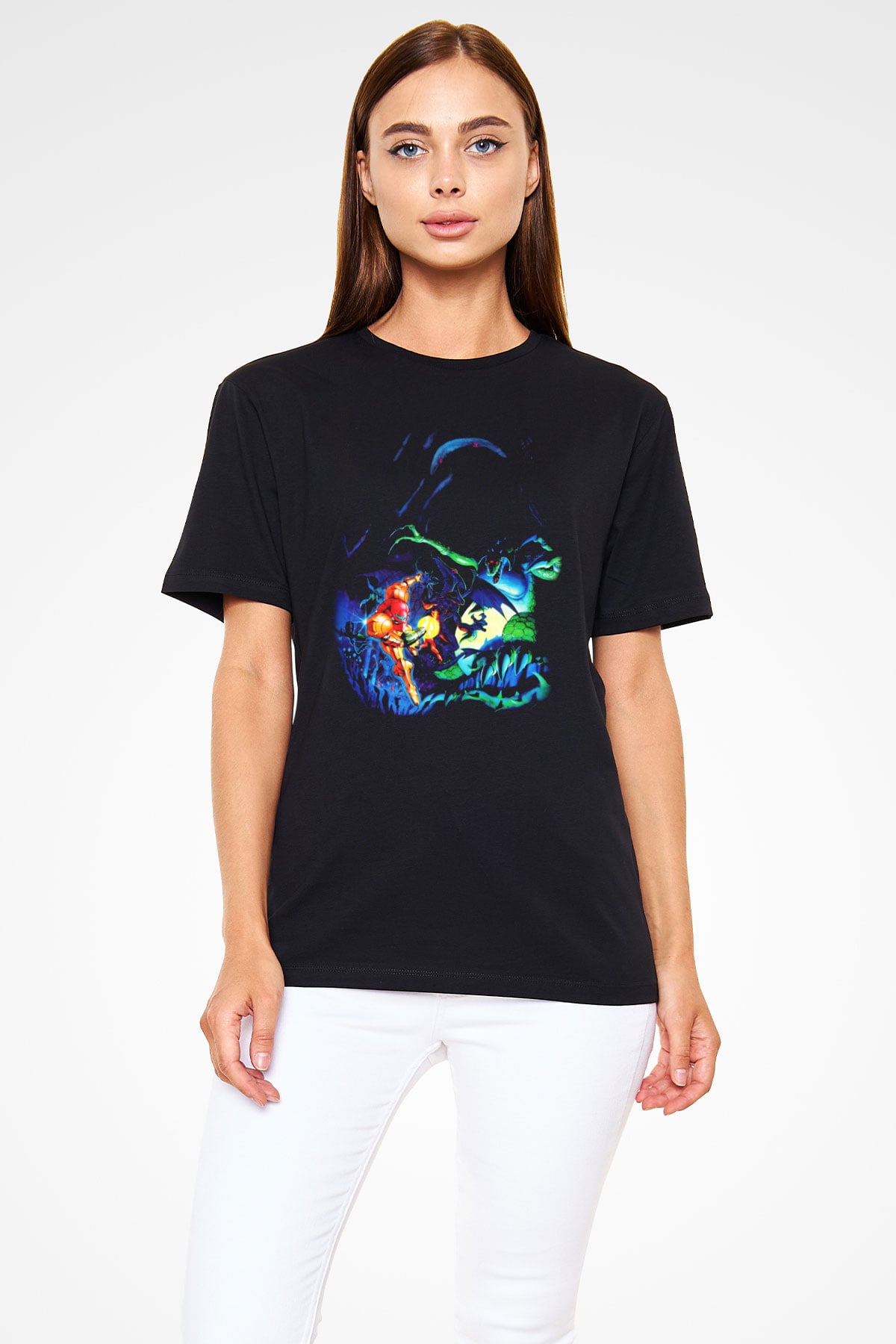 Super Metroid Cartridge Art Siyah Unisex Tişört