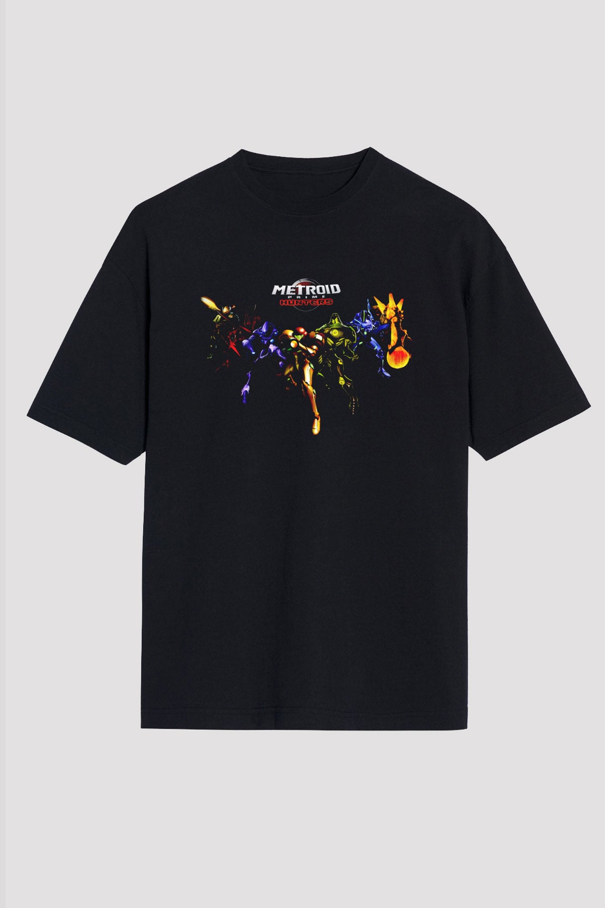 Super Metroid Cartridge Art Siyah Oversize Tişört