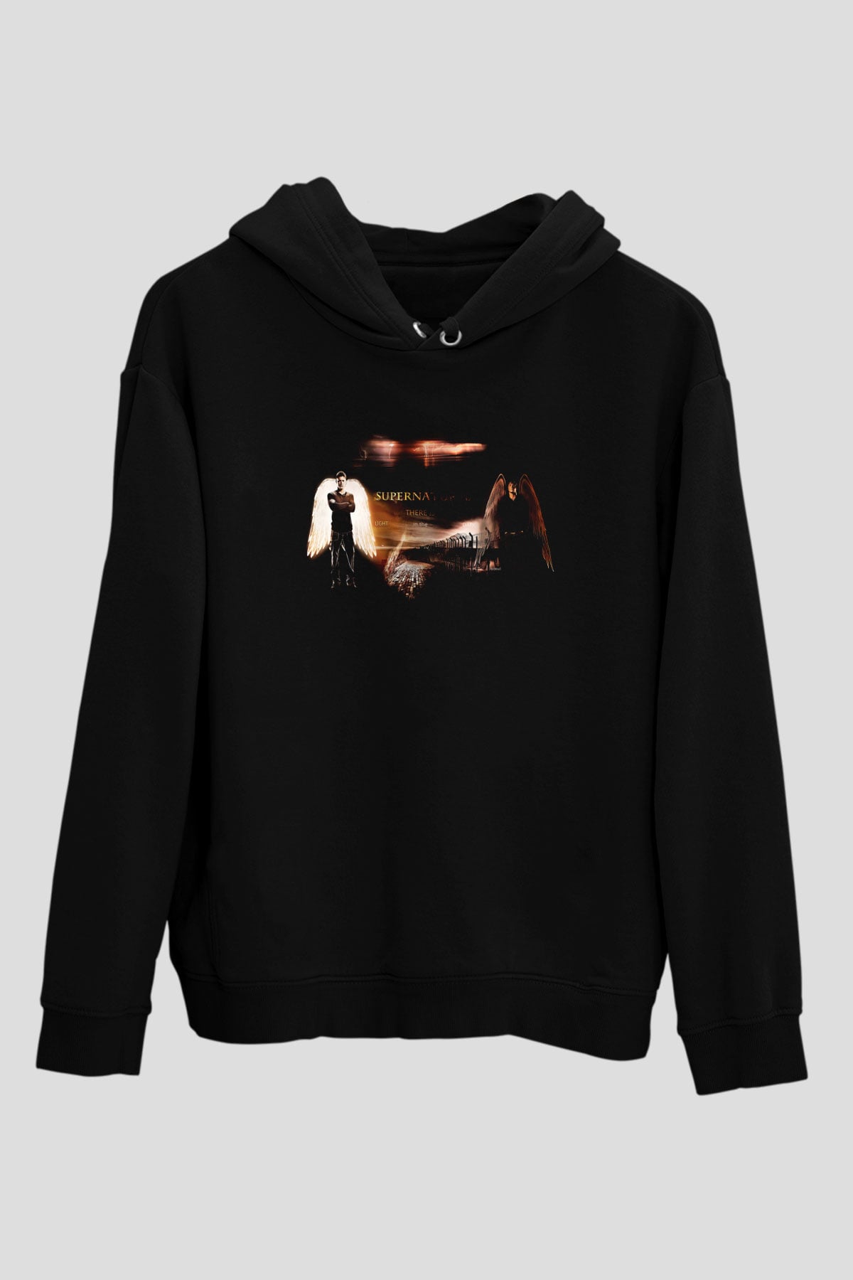 Supernatural Baskılı Unisex Siyah Hoodie