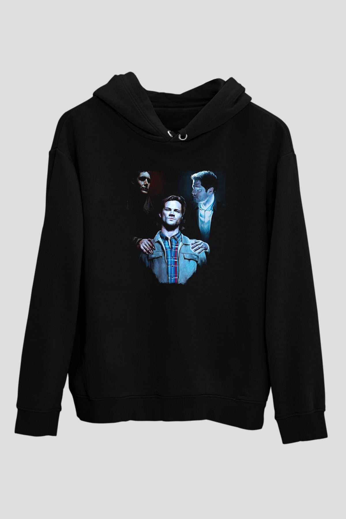 Supernatural Baskılı Unisex Siyah Hoodie