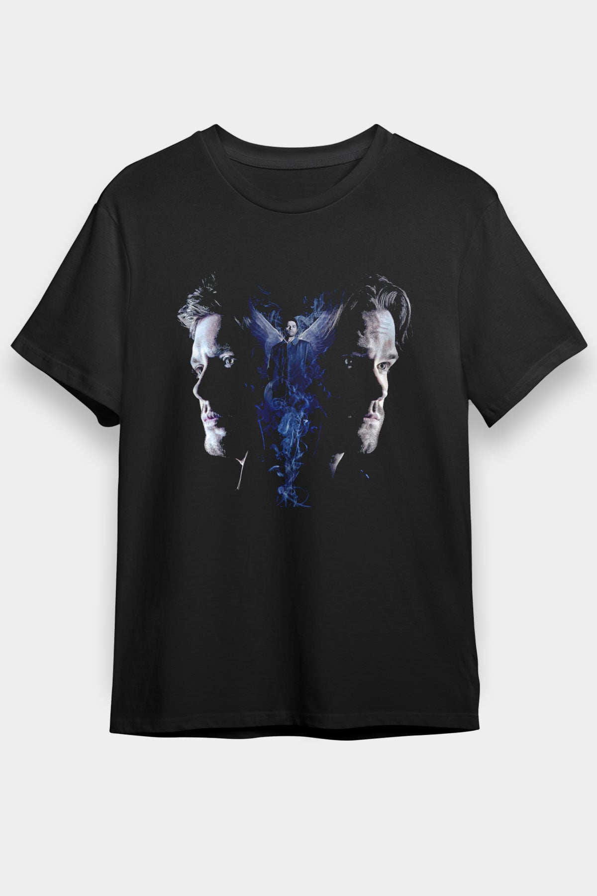 Supernatural Baskılı Unisex Siyah Tişört - Tshirt