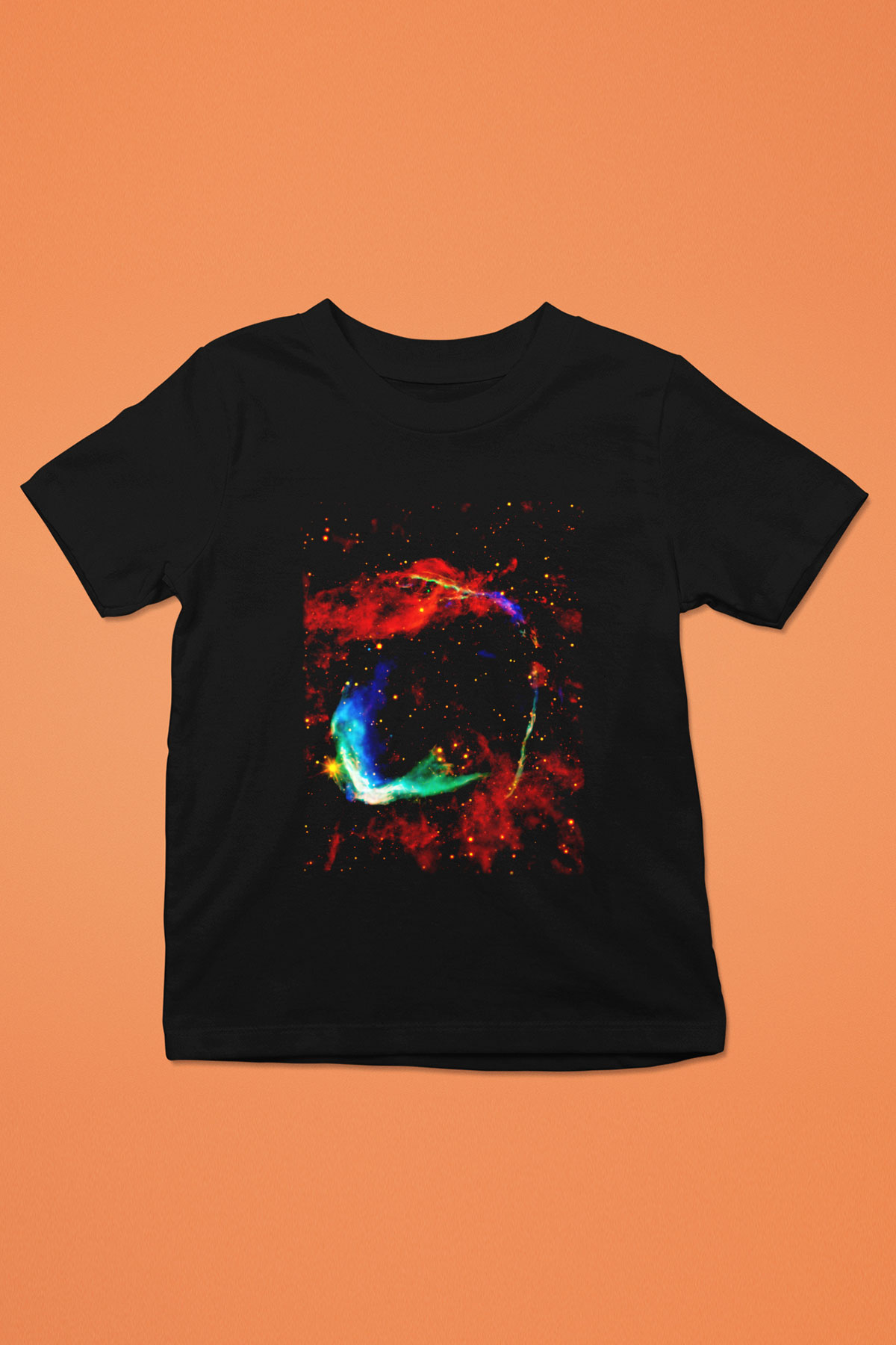 Süpernova Baskılı Siyah Unisex Çocuk Tişört