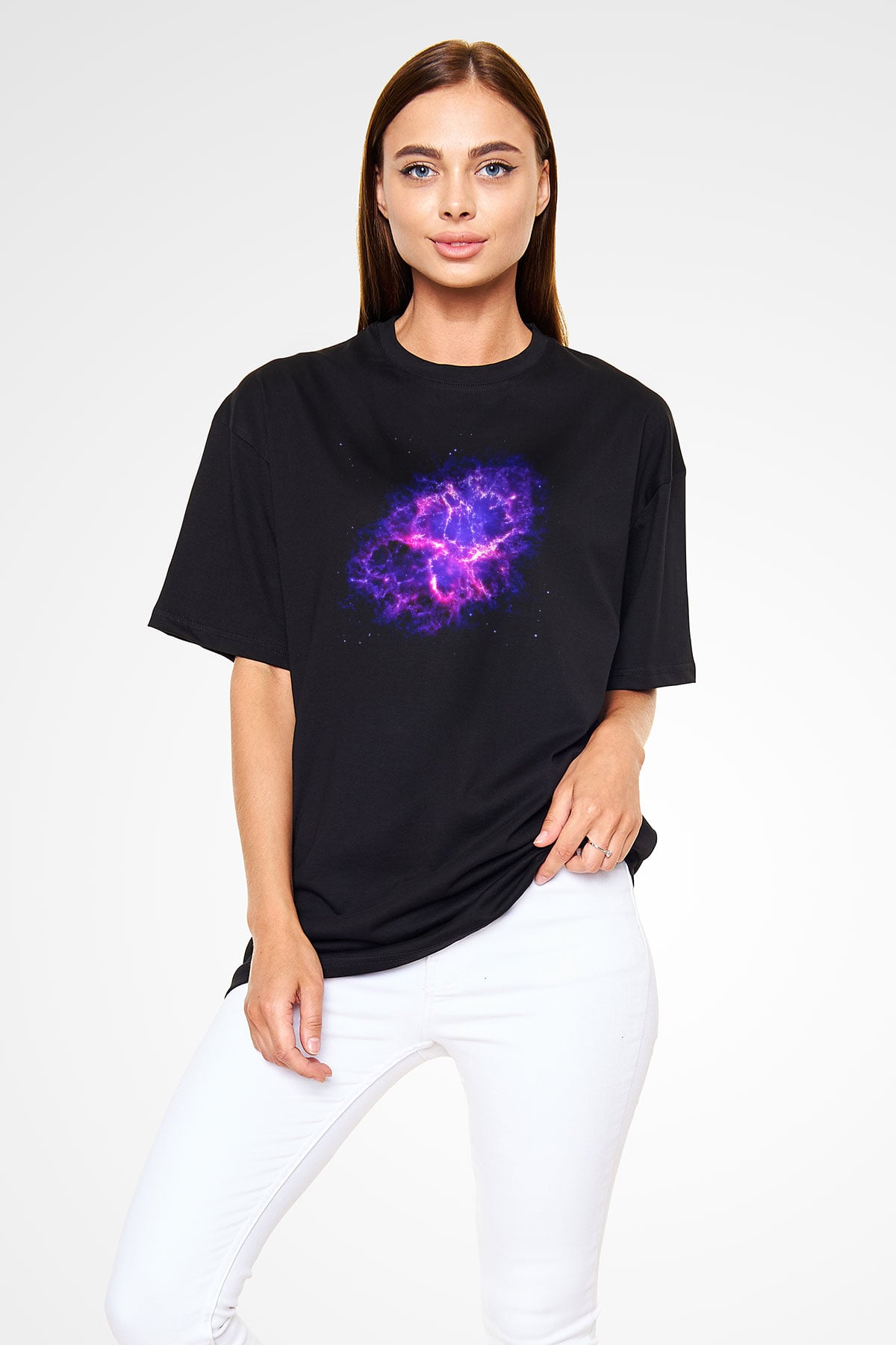 Süpernova Siyah Unisex Oversize Tişört T-Shirt