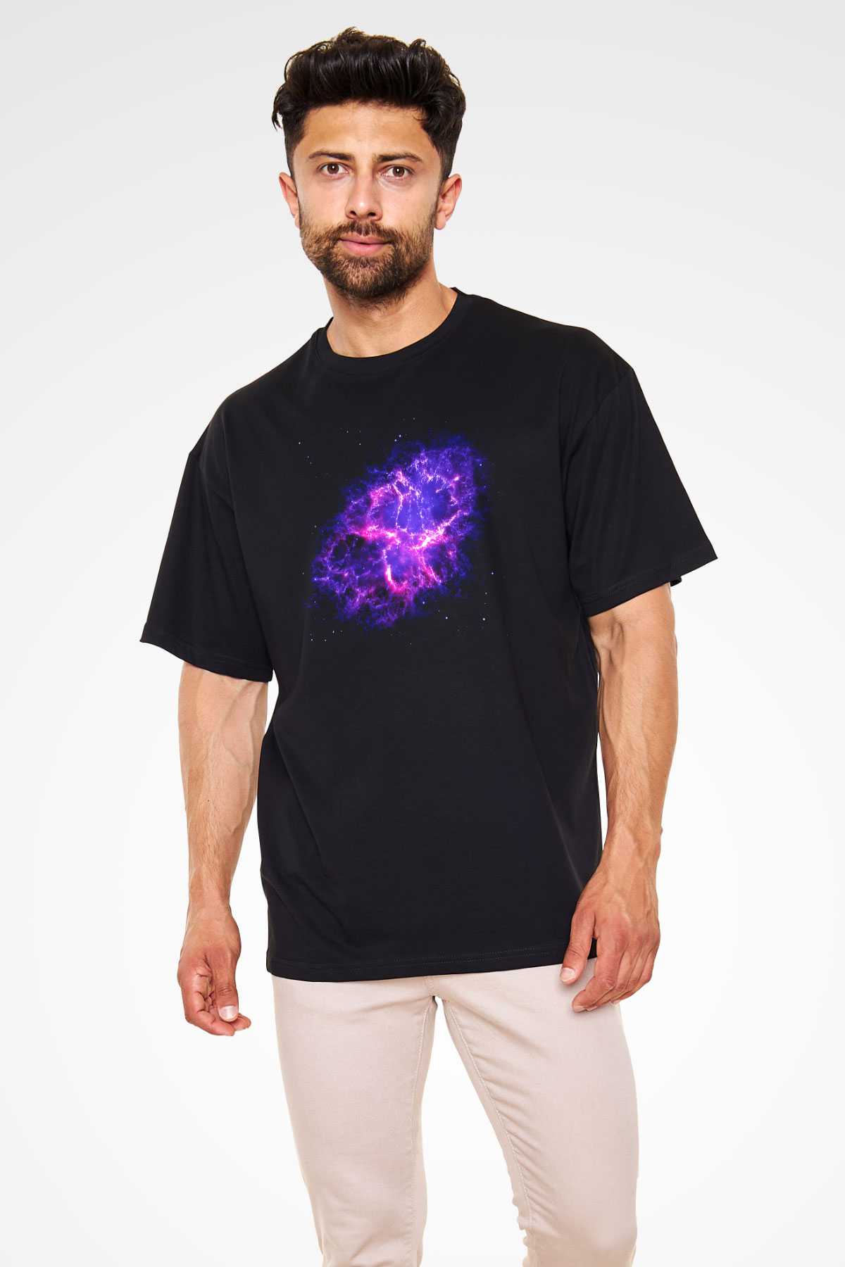 Süpernova Siyah Unisex Oversize Tişört T-Shirt