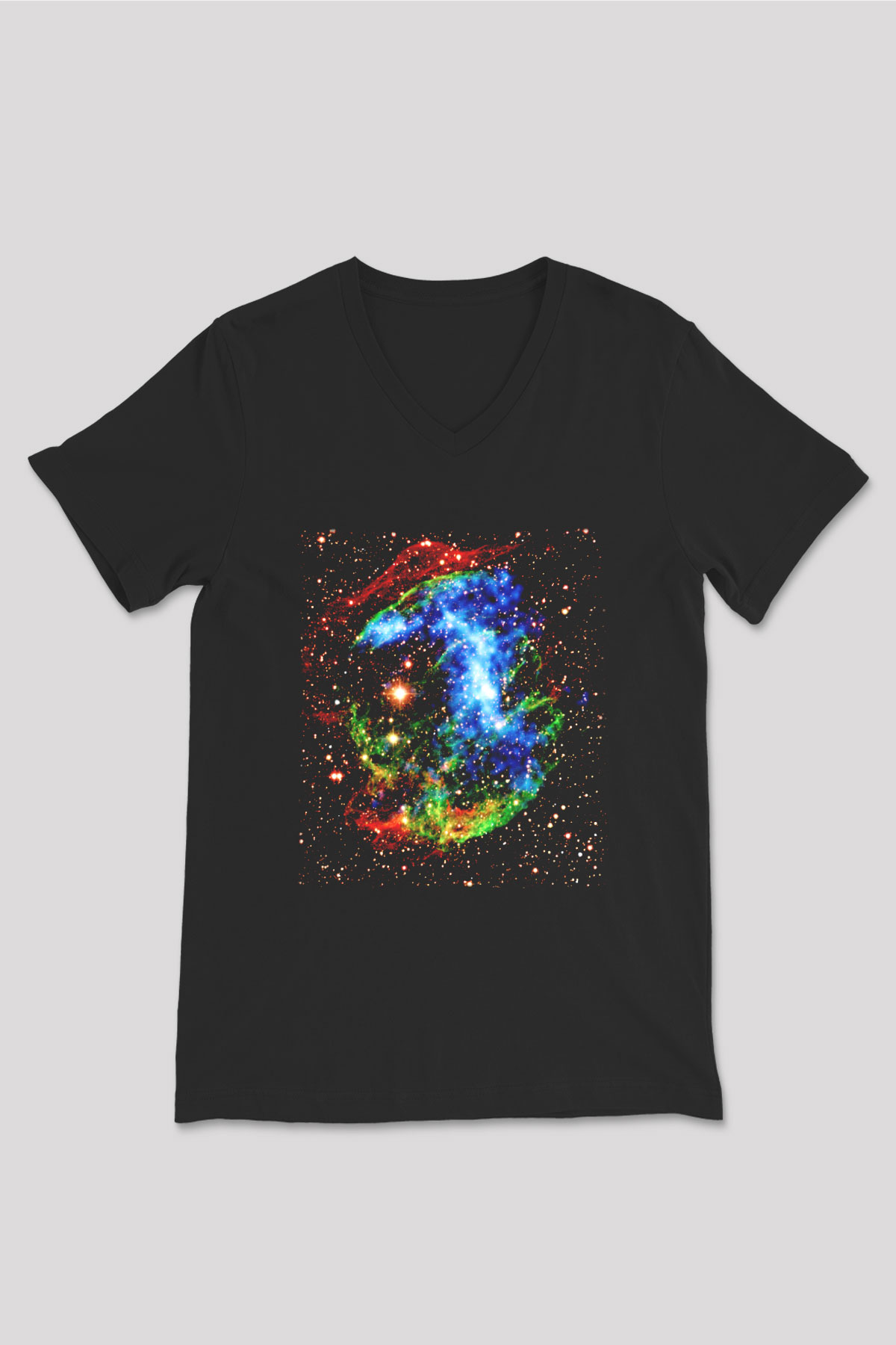Süpernova Siyah Unisex V Yaka Tişört T-Shirt