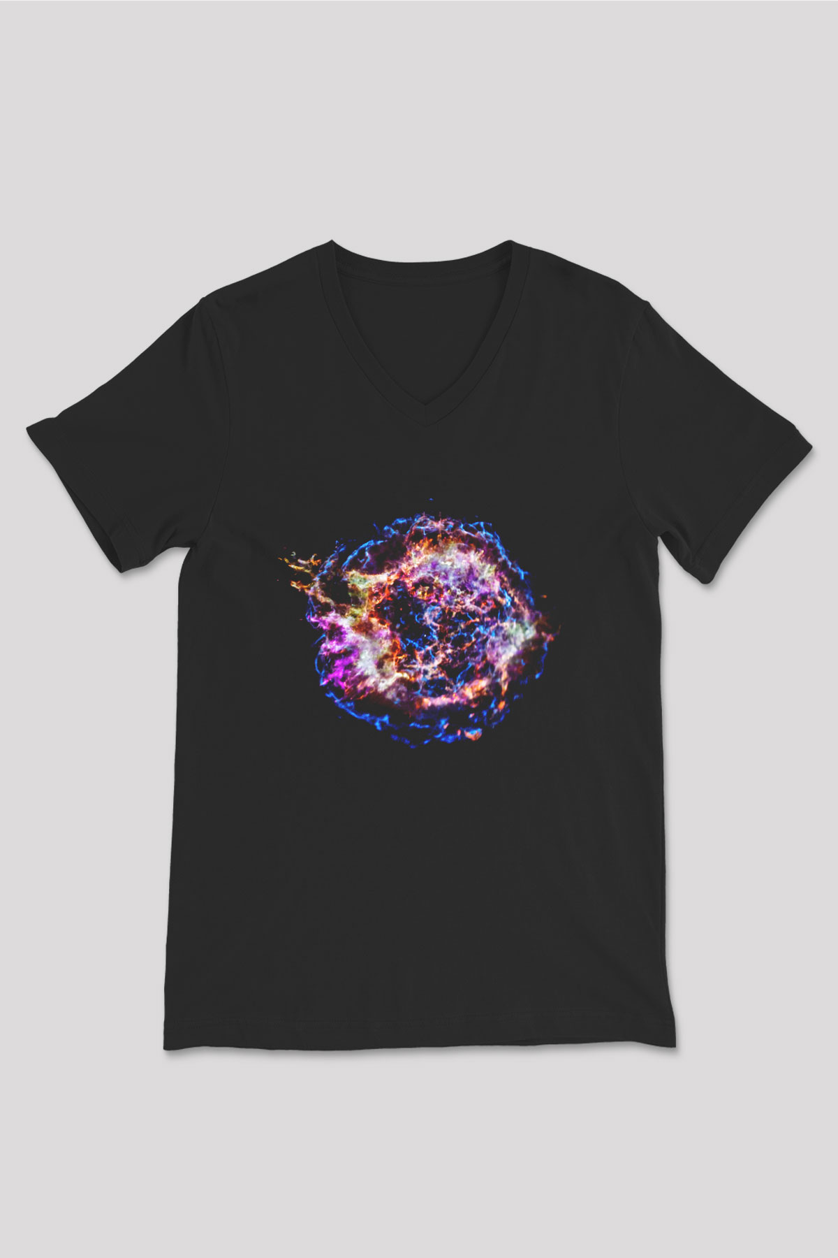 Süpernova Siyah Unisex V Yaka Tişört T-Shirt