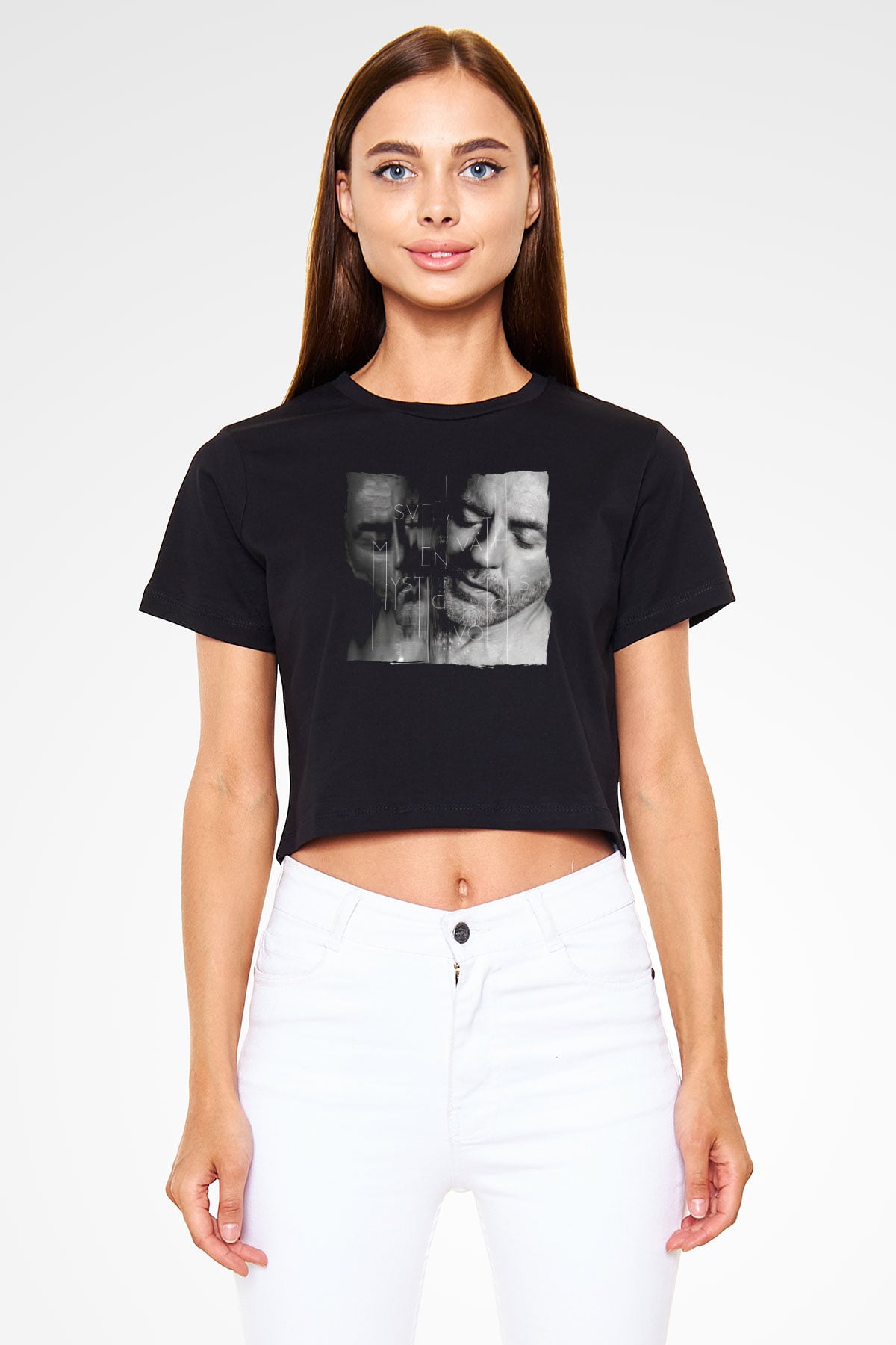 Sven Vath Siyah  Crop Top Tişört